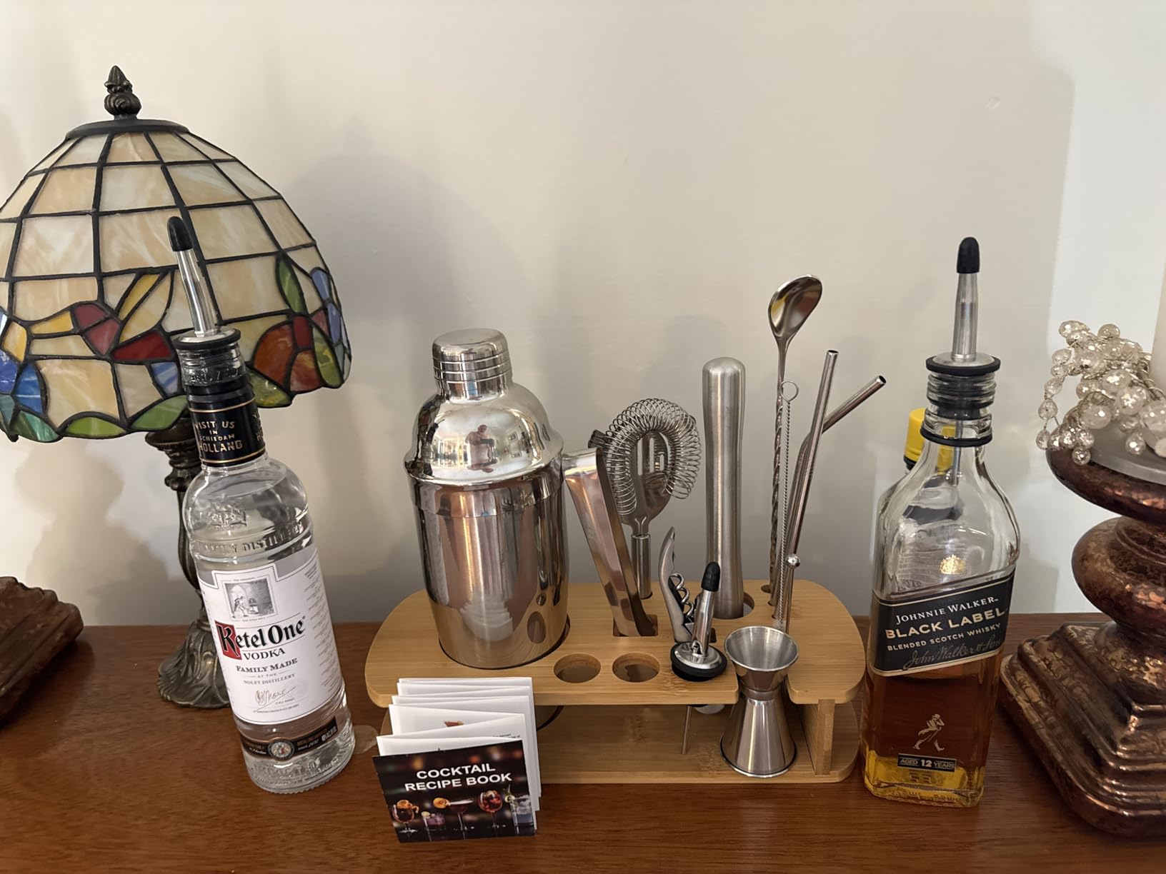 FineDine Stainless Steel Bar Set Cocktail Shaker Set Bartender Kit - Mixology kit, stainless steel bar tools, shaker tins, jigger, strainer, muddler, spoon, pourers, stand, home bartending customer photo 1