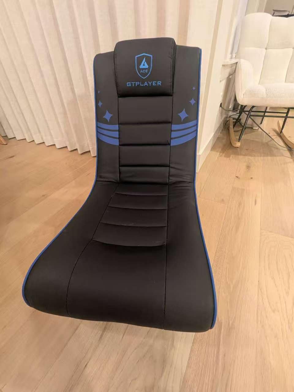 GTPLAYER Floor Gaming Chair Foldable Swivel Floor Chairs for Kids Boys Comfy Video Game Seat with 360° Multipurpose for Gamers, Bedroom or Game Room (Black-Blue) customer photo 1