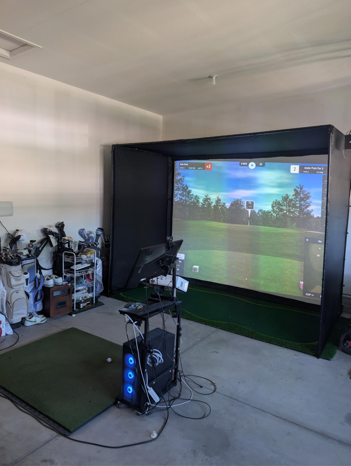 Golf Simulator Enclosure for Home Garage Indoor Sim Practice with Screen | 10 x 8 x 5 Ft with HD Impact Screen Two Side Nets Corner Foam Padding customer photo 1
