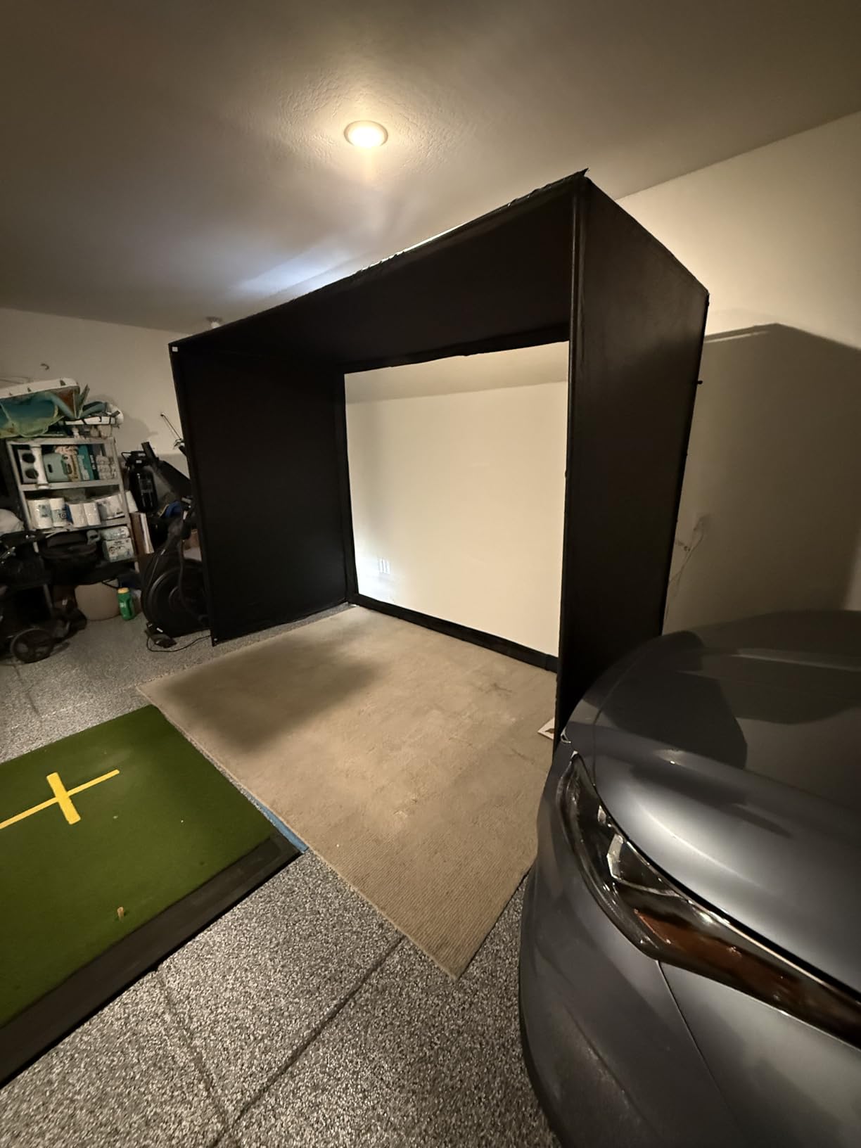 Golf Simulator Enclosure for Home Garage Indoor Sim Practice with Screen | 10 x 8 x 5 Ft with HD Impact Screen Two Side Nets Corner Foam Padding customer photo 2