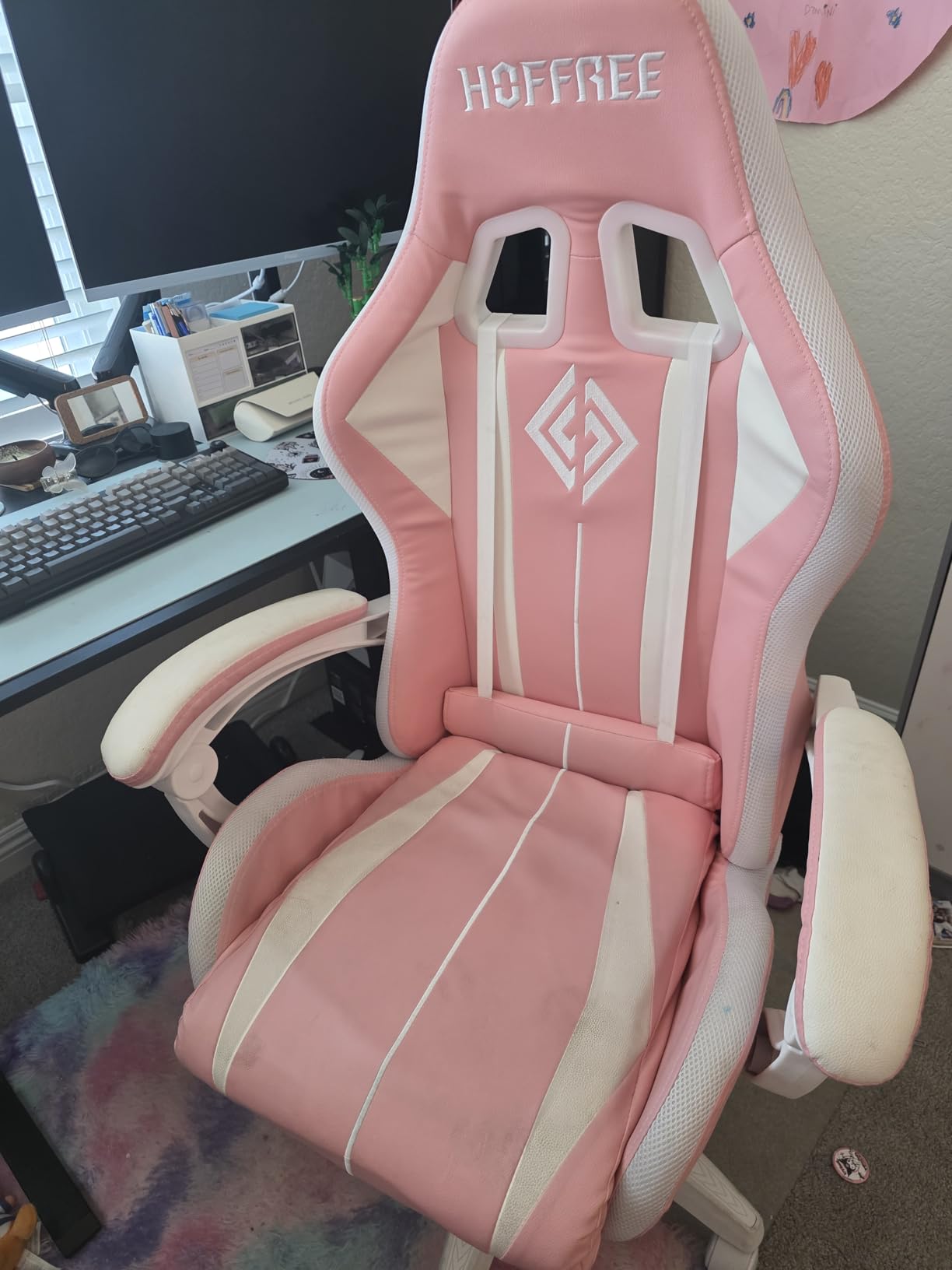 HOFFREE RGB Gaming Chair with Speakers Massage LED Lights Game Chair-Blue customer photo 1