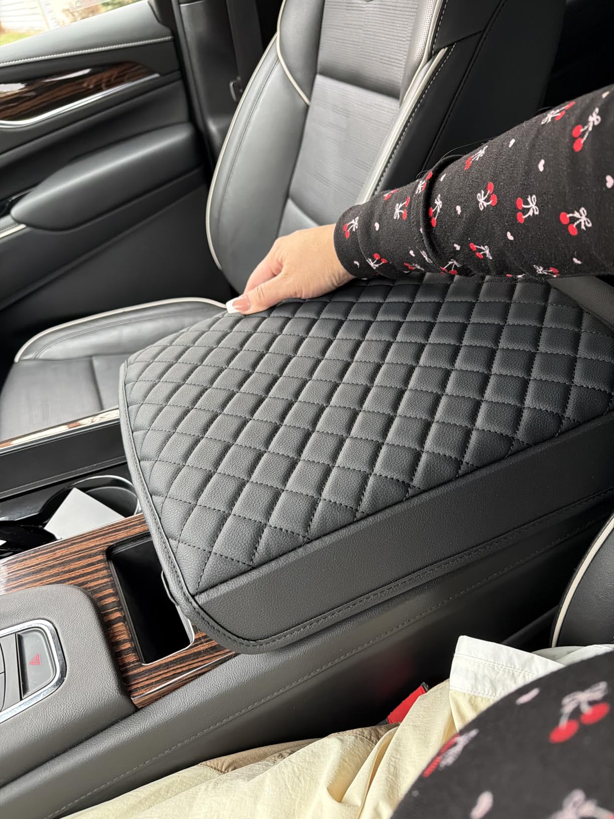 Center Console Armrest Cover for 2015-2020 Cadillac Escalade Black customer photo 2