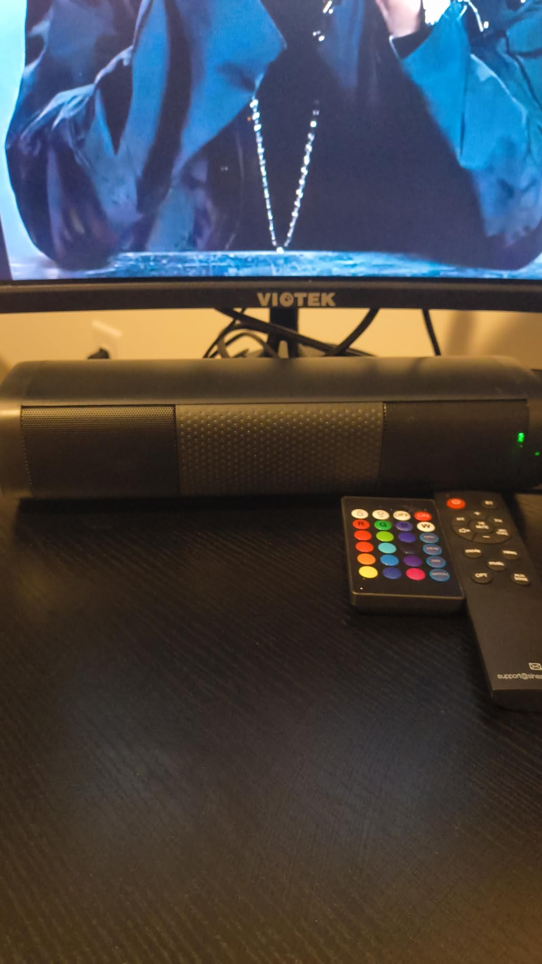 Saiyin 11.7-inch Sound Bar, Small Size & Big Power, Center-Channel Speakers | Bluetooth 5.3/Optical/Auxiliary Inputs, 48W Peak Power, Powered by AC Adapter, Compact Sound Bar for Smart TV, PC, Gaming customer photo 1
