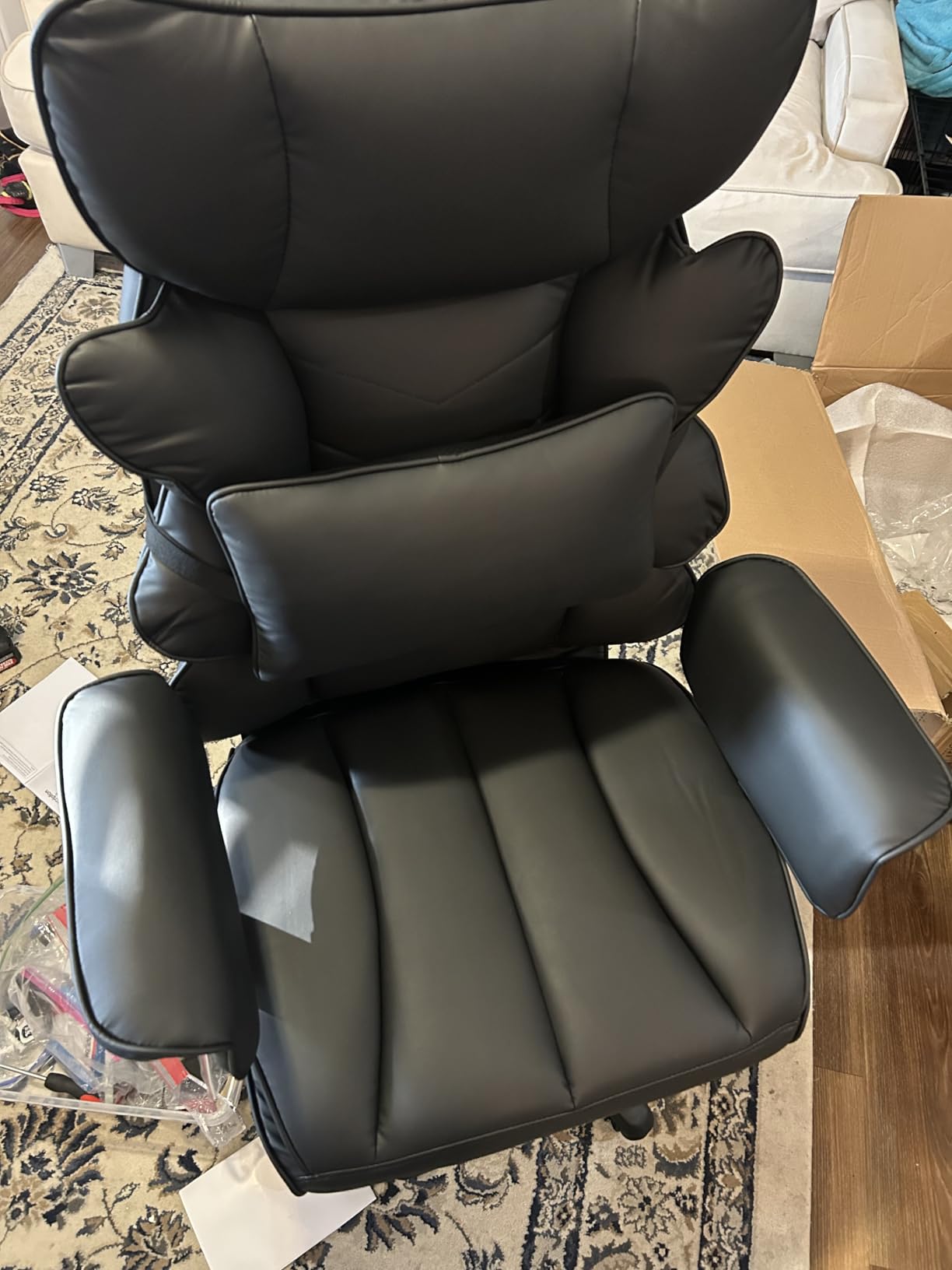 Office Chair,Executive Ergonomic Office Chair with Pocket Spring Cushion, High Back Computer Gaming Chair with Adjustable Armrests, Lumbar Support, Footrest, Executive Chair - Brown PU Leather customer photo 2