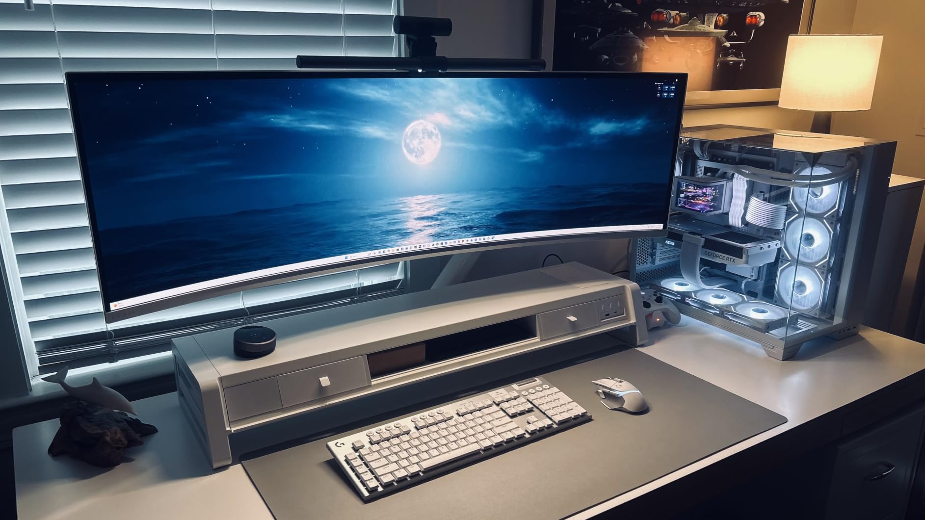Vaydeer All-in-One Dual Monitor Stand Riser with 2 Drawers, 8 USB Ports and Wireless Charging Pad with LED Light Strip for 2 Monitors, Desk Organizer for PC, iMac (Metal, 39.3 inches)-Black customer photo 2