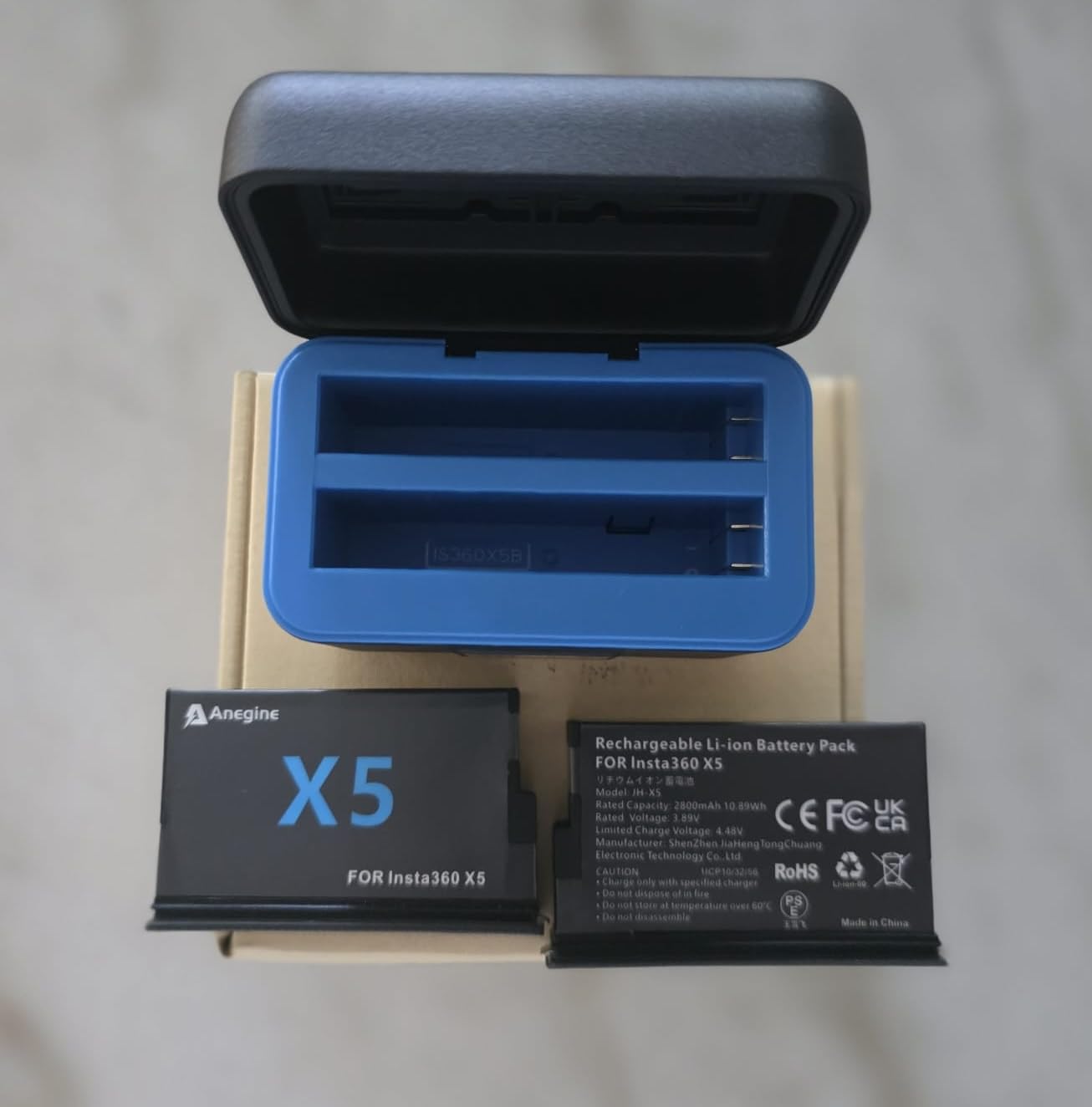 Anegine Insta 360 X5 Battery, 2 Pack 2800mAh Insta360 x5 Battery Bundle with Dual Fast Charger, Battery Level Display, Compatible with Insta360 X5 Camera (Battery*2, Charger*1) customer photo 2