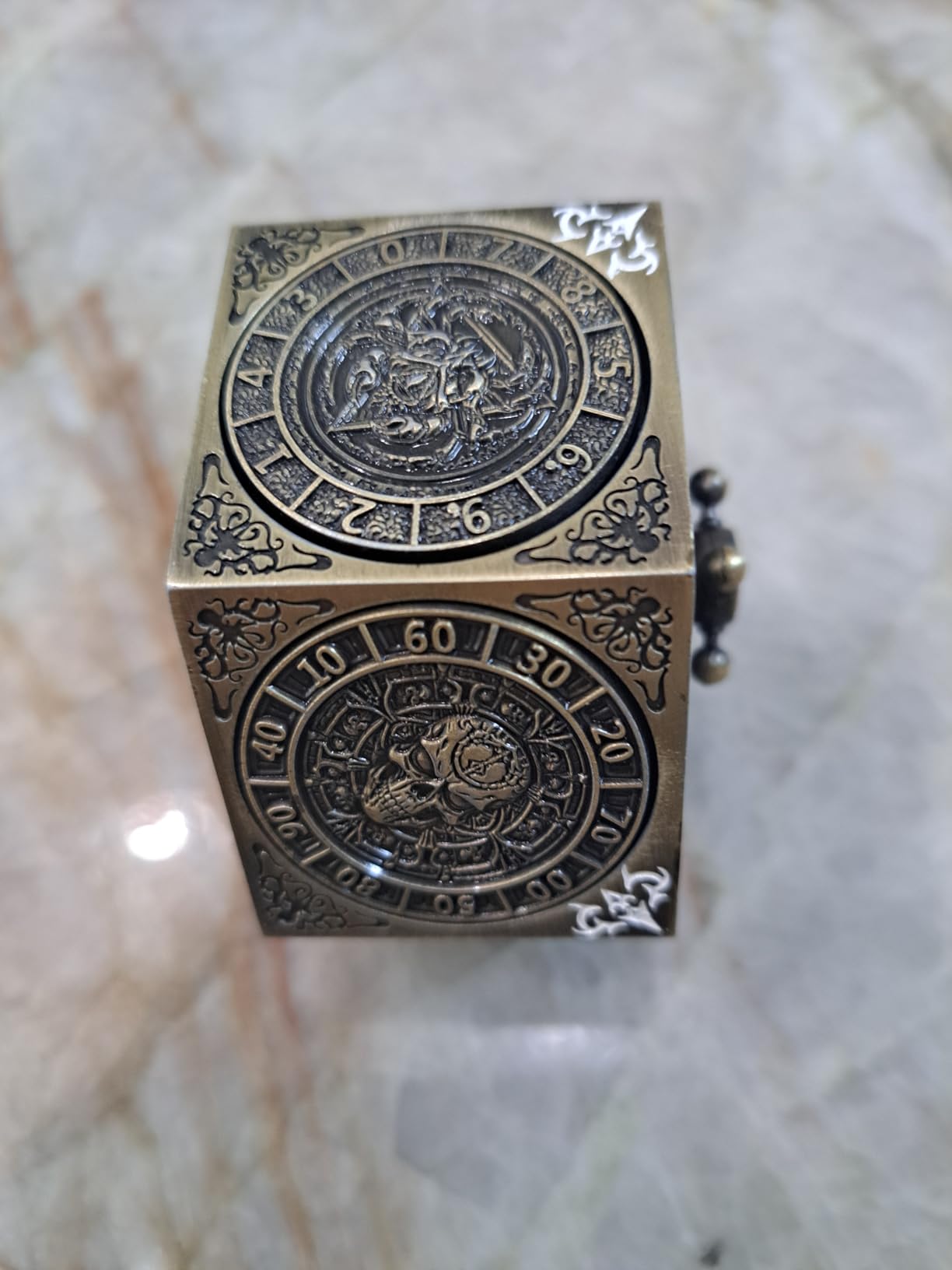 DND Hexagonal Spinner Dice Fidget, 7 in 1 Unique Metal D&D Dice Set with 3D Relief Design, Dungeons and Dragons Edged Polyhedral Dice for RPG and Tabletop Games (Bronze) customer photo 2