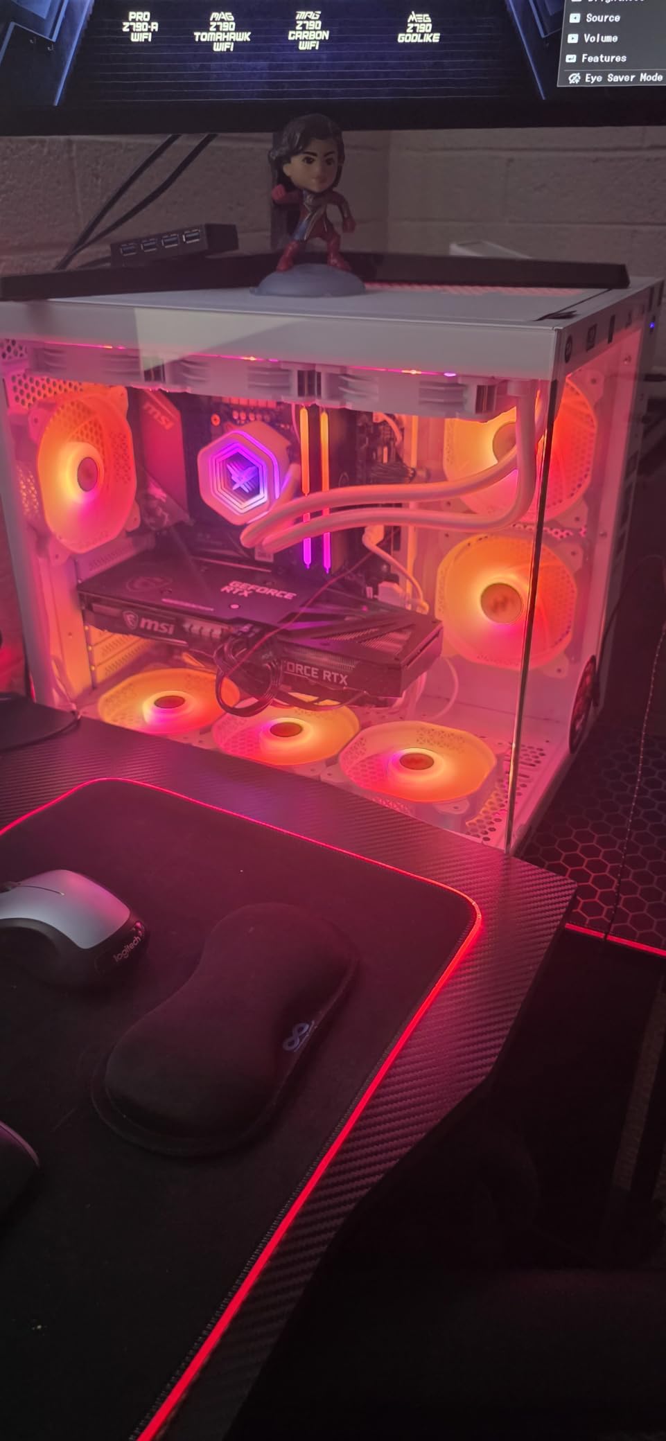 MUSETEX Y6 PC Case, Pre-Installed 7 Infinity Mirror PWM ARGB Fans, ATX Mid Tower Computer Case, Gaming PC Case with Type-C, 270° Full View Tempered Glass, White customer photo 1