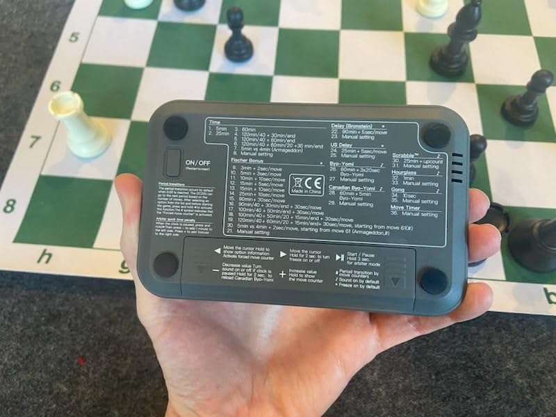 A&A Chess Clock, Digital Chess Timer with 38 Tournament Modes, Stylish Minimalist Design with Rocker, Portable Timer for Chess & Board Games (Black) customer photo 1