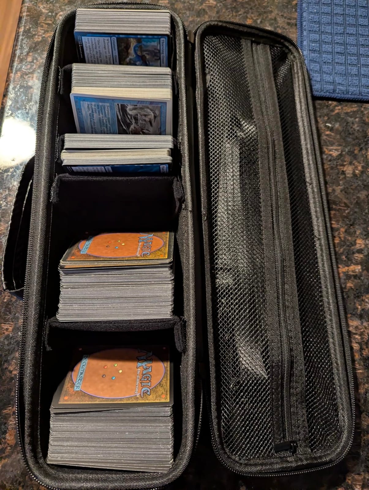 Luxtude Card Carrying Case with 4 Dividers, Travel Trading Card Storage Case, Portable Sports Cards Carrying Cases, Toploader Storage Box for Pokemon, MTG, TCG, Cards Against Humanity and Game Cards customer photo 1