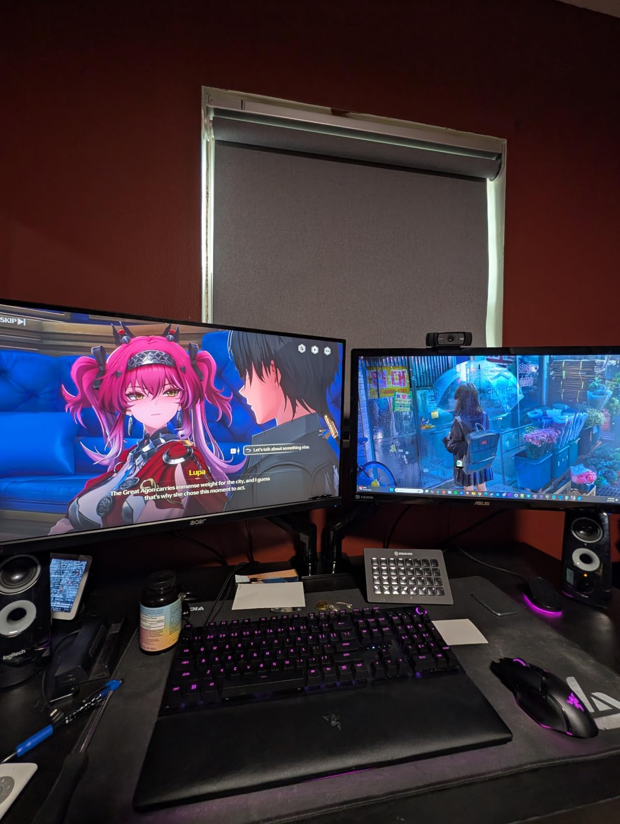 HUANUO Dual Monitor Stand, Fully Adjustable Gaming Monitor Desk Mount for 13-27