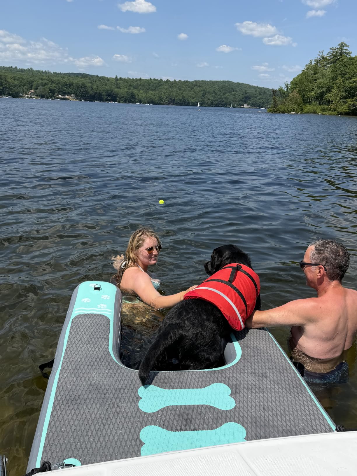 8x6ft Extra Large Inflatable Dog Dock & Boat Ramp for Multiple Large Dogs | 800 LBS Load Capacity, with Anti-Slip EVA Foam & Built-in Ice Bucket Compartment, Dog Water Ramp for Pool Boat Beach Blue customer photo 1