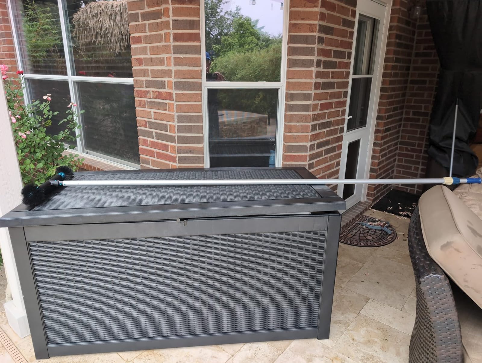 160 Gallon Large Outdoor Storage Box, Black | Waterproof, UV Resistant Resin Deck Box, Hydraulic Rod & Lockable Latch, For Patio Furniture & Garden Tools customer photo 2