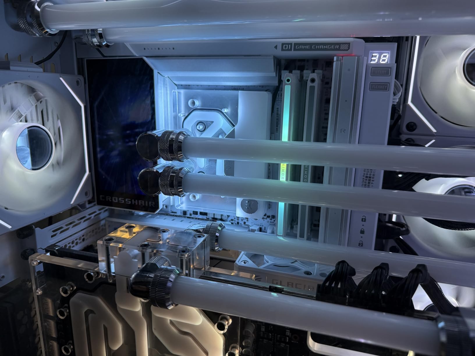 ASUS ROG Crosshair X870E Glacial AM5 E-ATX Motherboard, DDR5, DIMM Fit, WiFi 7, PCIe 5.0, 7X M.2, 2X 10Gb LAN, 5