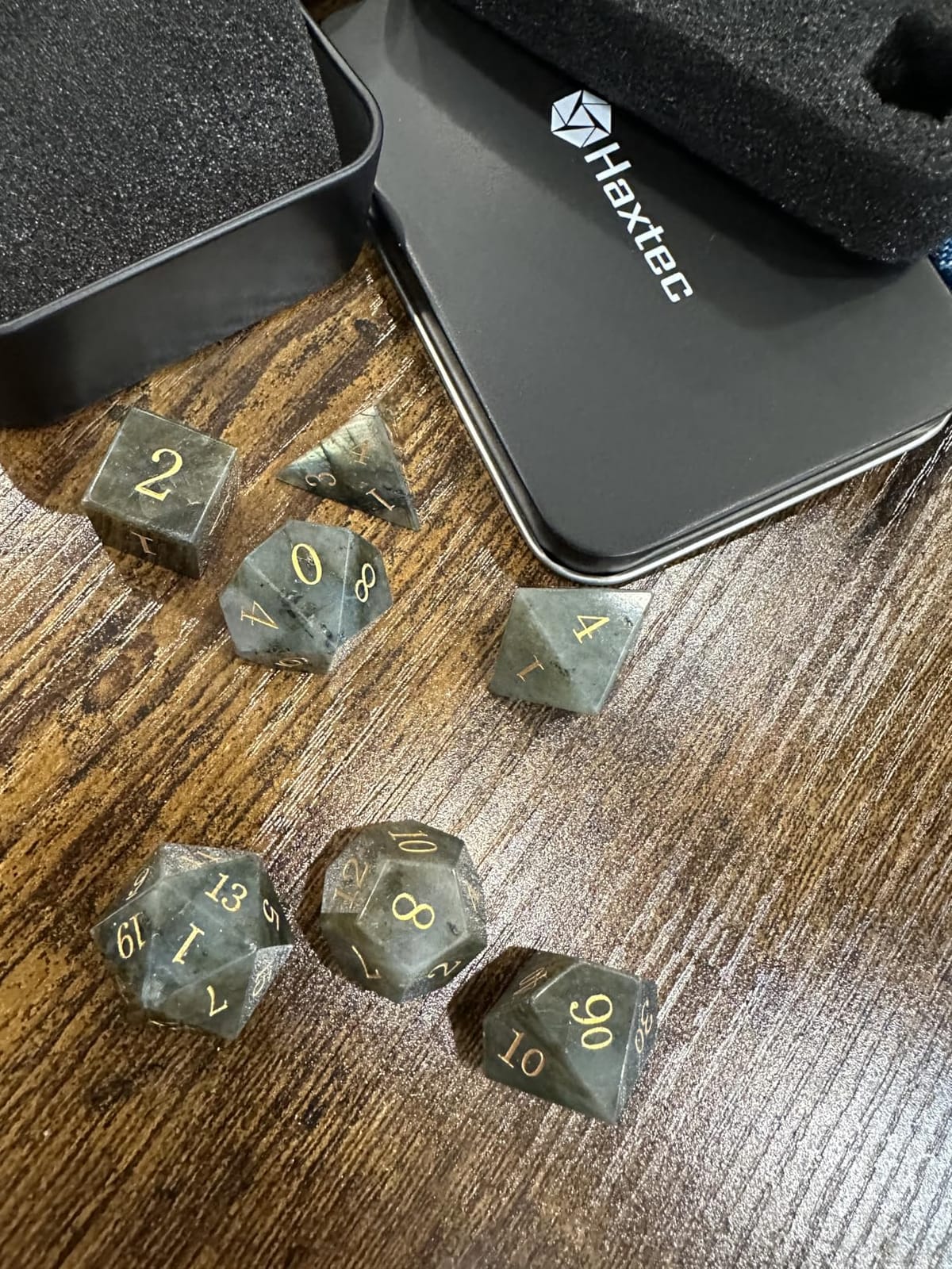 Haxtec Opal Dice Gemstone Polyhedral DND Dice Set | Natural Stone, Metal Dice Case, Compatible with Dungeons and Dragons, Role Playing Games, D&D Gifts, Handmade Gem Dice customer photo 2