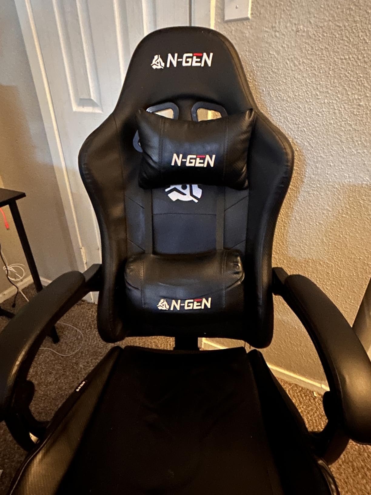 N-GEN GAMING Gaming Chair with Footrest, Lumbar, High-Back, Carbon Black | Reclining Backrest, Linkage Armrests, Durable PU Leather, Adjustable Comfort for Extended Computer, Desk, or Home Office Use customer photo 1