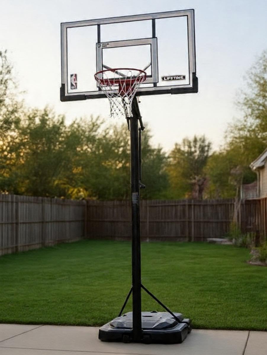 Lifetime NBA Portable Basketball Hoop, 54 Inch Steel-Framed Shatterproof Backboard, Adjustable Height 7.5-10 Ft, Power Lift Adjust, Base with Wheels, Slam-It Pro Rim customer photo 2