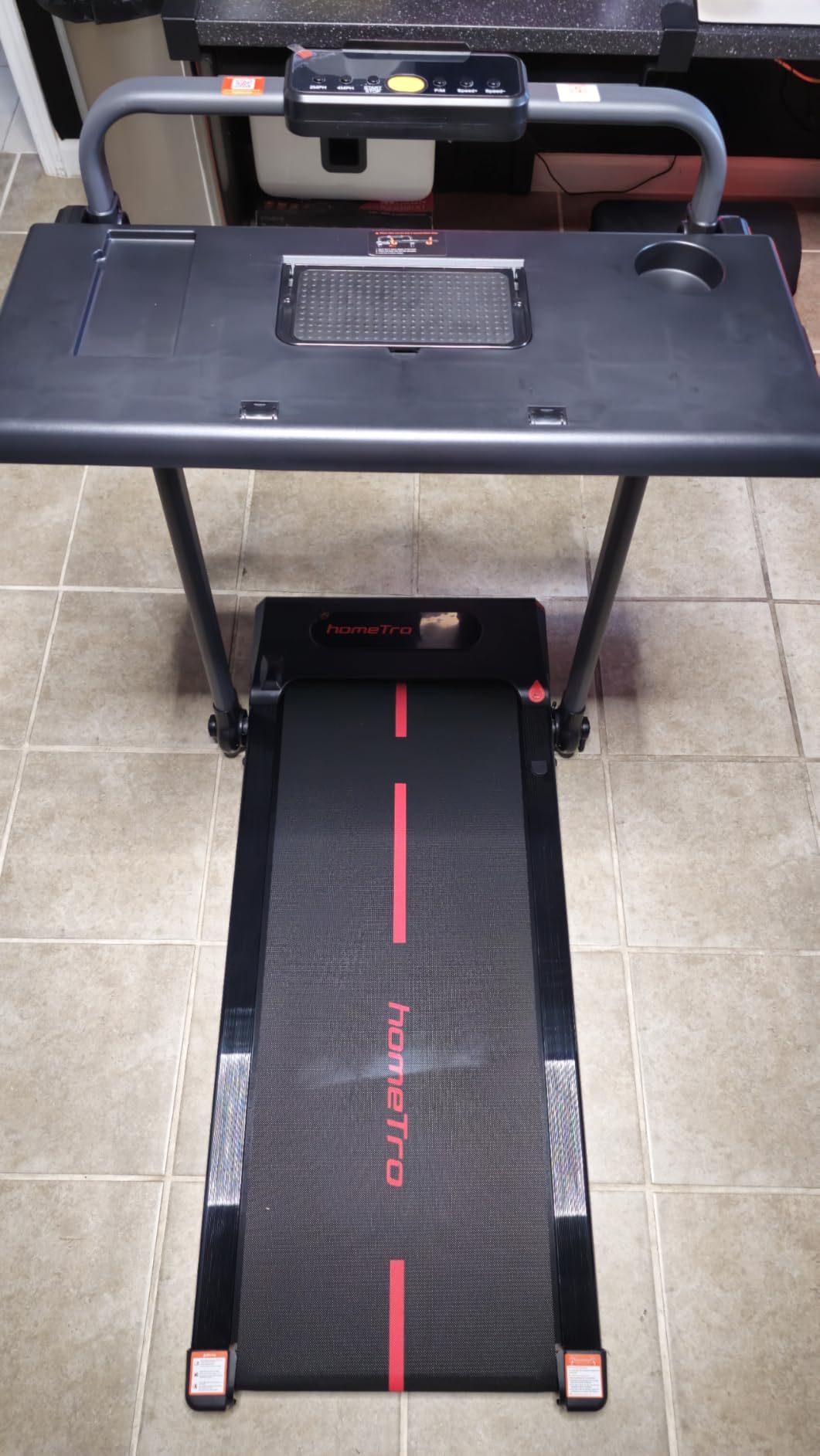Treadmill with Incline with Removable Desk Workstation, 3 in 1 Foldable Treadmill with Adjustable Handle Bar for Home/Office, 3.0HP Portable Walking Pad with Magnetic Remote & APP Control customer photo 2