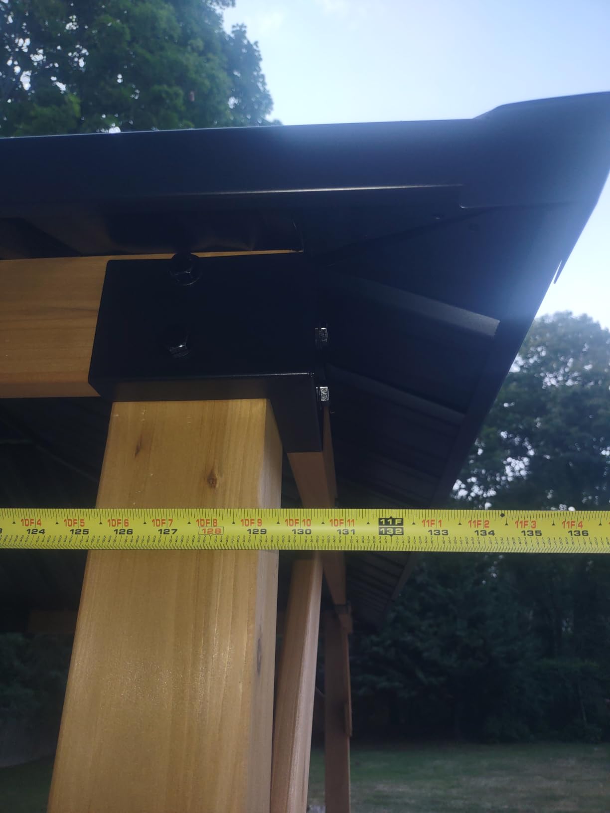 Aoxun 10' x 12' Outdoor Wood Gazebo, Hardtop Gazebo | Permanent Wooden Pavilion with Galvanized Steel Double Roof, for Patio, Garden, Deck, Cedar Wood, Natural customer photo 2