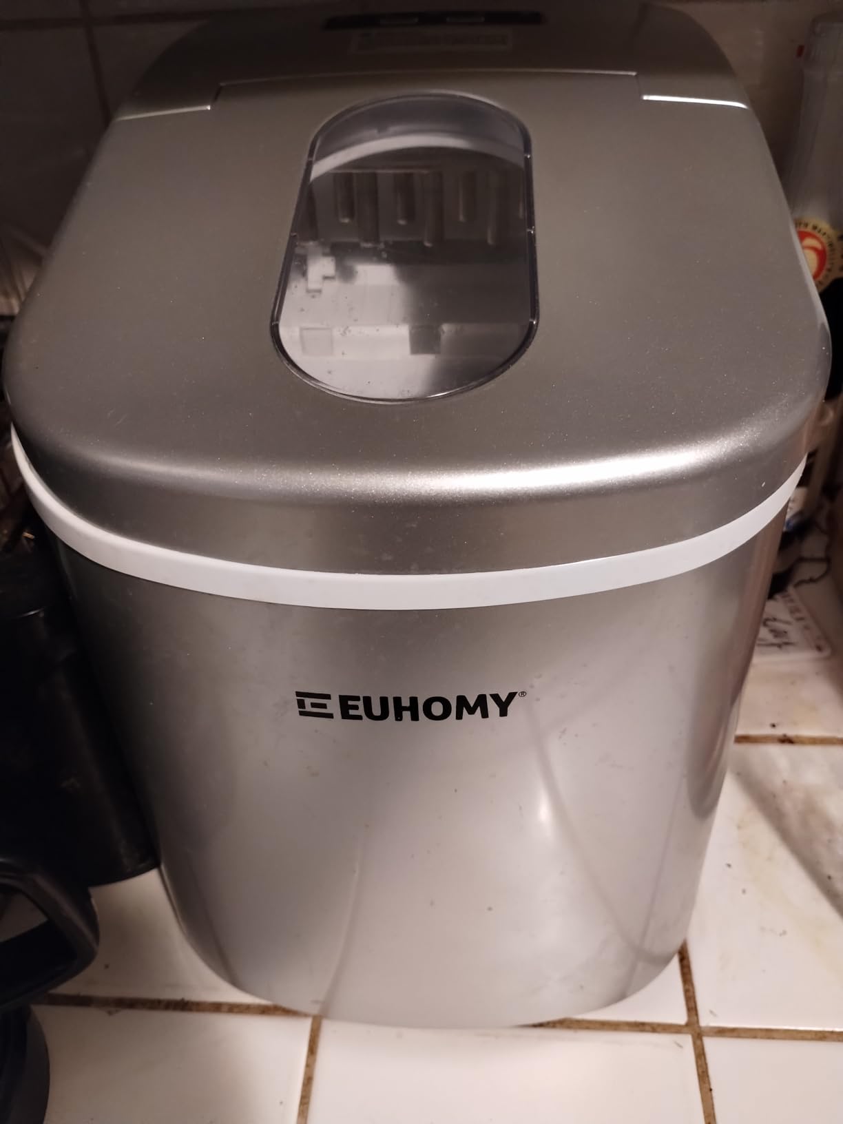 Euhomy Countertop Nugget Ice Maker, 35lbs Daily Sonic Crushed Ice Machine | Ice Ready in 5 Mins, Dual-Pump Self-Cleaning, Detachable Lid, Pebble Ice Maker with Basket, Scoop, 4 Packs Cleaner, Grey customer photo 1