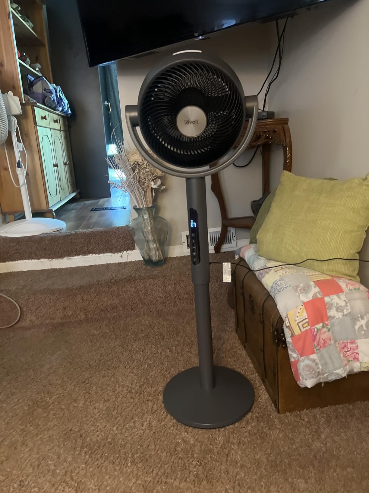 Levoit Standing Fan for Bedroom, 2-in-1 Pedestal & Tabletop Oscillating Fan | 20dB Quiet, Floor Fan with 90° Oscillation, 1024 CFM Airflow, DC Motor, 5 Speeds, 12H Timer, Remote, for Home, Room, White customer photo 2