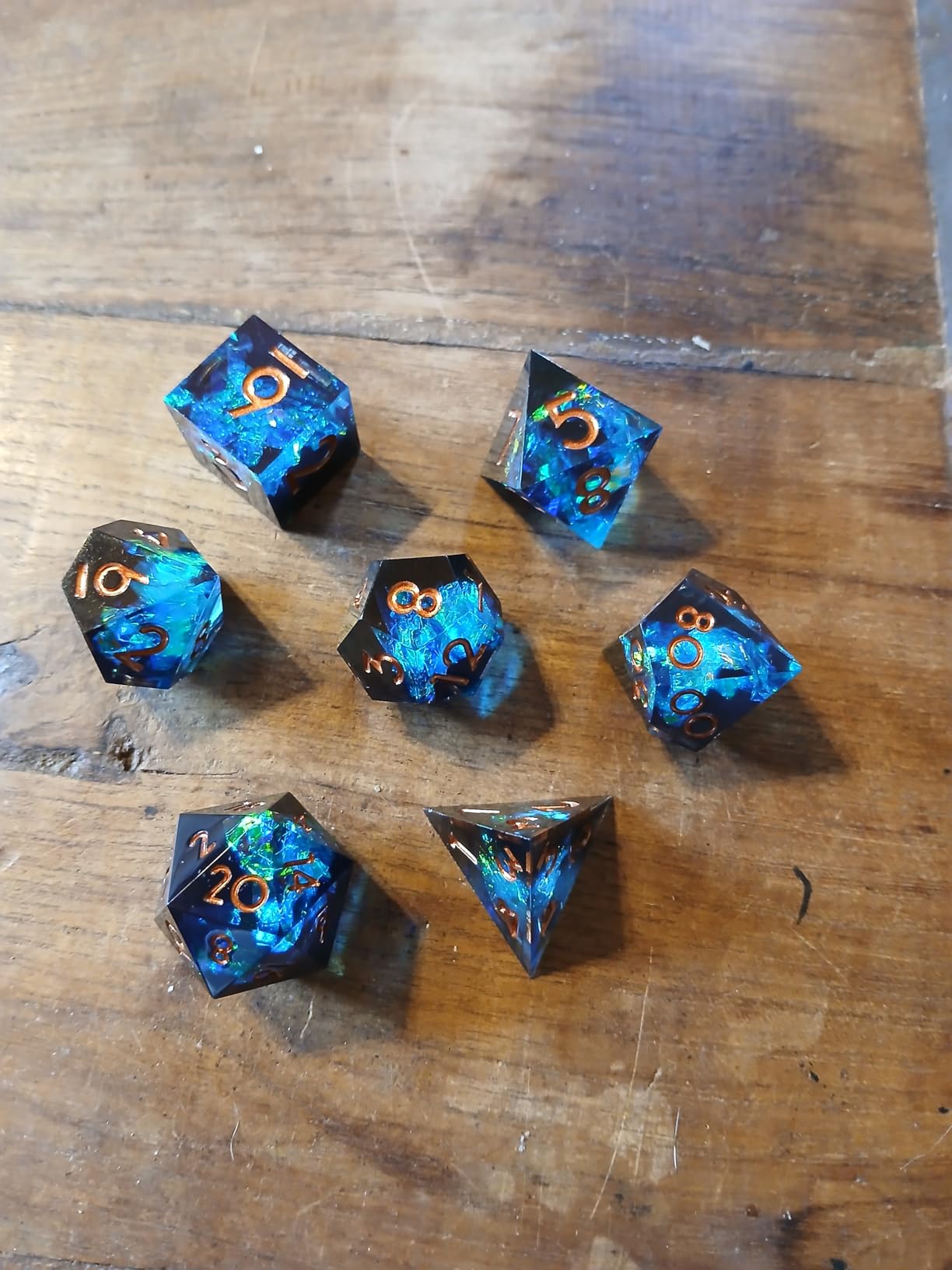 Multifaceted Resin DND Dice Set 7 PCS - Transparent Polyhedral Role Playing Dice for Dungeons & Dragons, Pathfinder, RPG and Tabletop Games (Blue Purple) customer photo 2