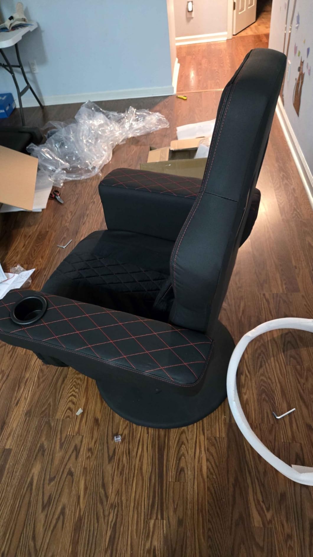 Dowinx Gaming Recliner Chair No Wheels with Footrest Massage Lumbar | Racing Style Ergonomic High Back Recliner Heavy Duty, Wider Backrest Thick Cushion for Home Long Gaming Session Black/Yellow customer photo 1