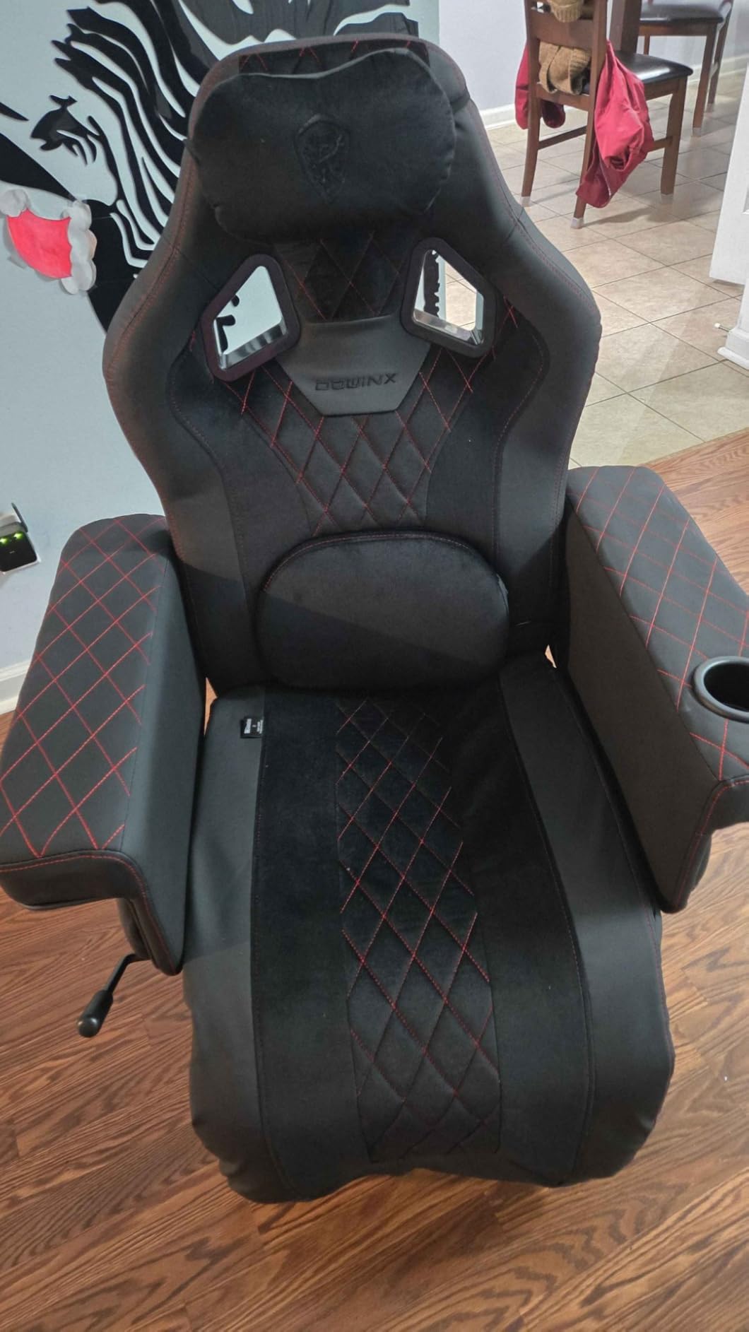 Dowinx Gaming Recliner Chair No Wheels with Footrest Massage Lumbar | Racing Style Ergonomic High Back Recliner Heavy Duty, Wider Backrest Thick Cushion for Home Long Gaming Session Black/Yellow customer photo 2