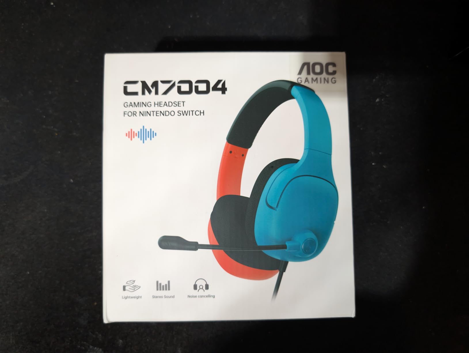 AOC Wired Gaming Headset for Nintendo Switch 2/OLED/Lite with Mic | 3.5mm Stereo, Noise Cancelling Microphone for PS5, PC, Fortnite, Red/Blue customer photo 1