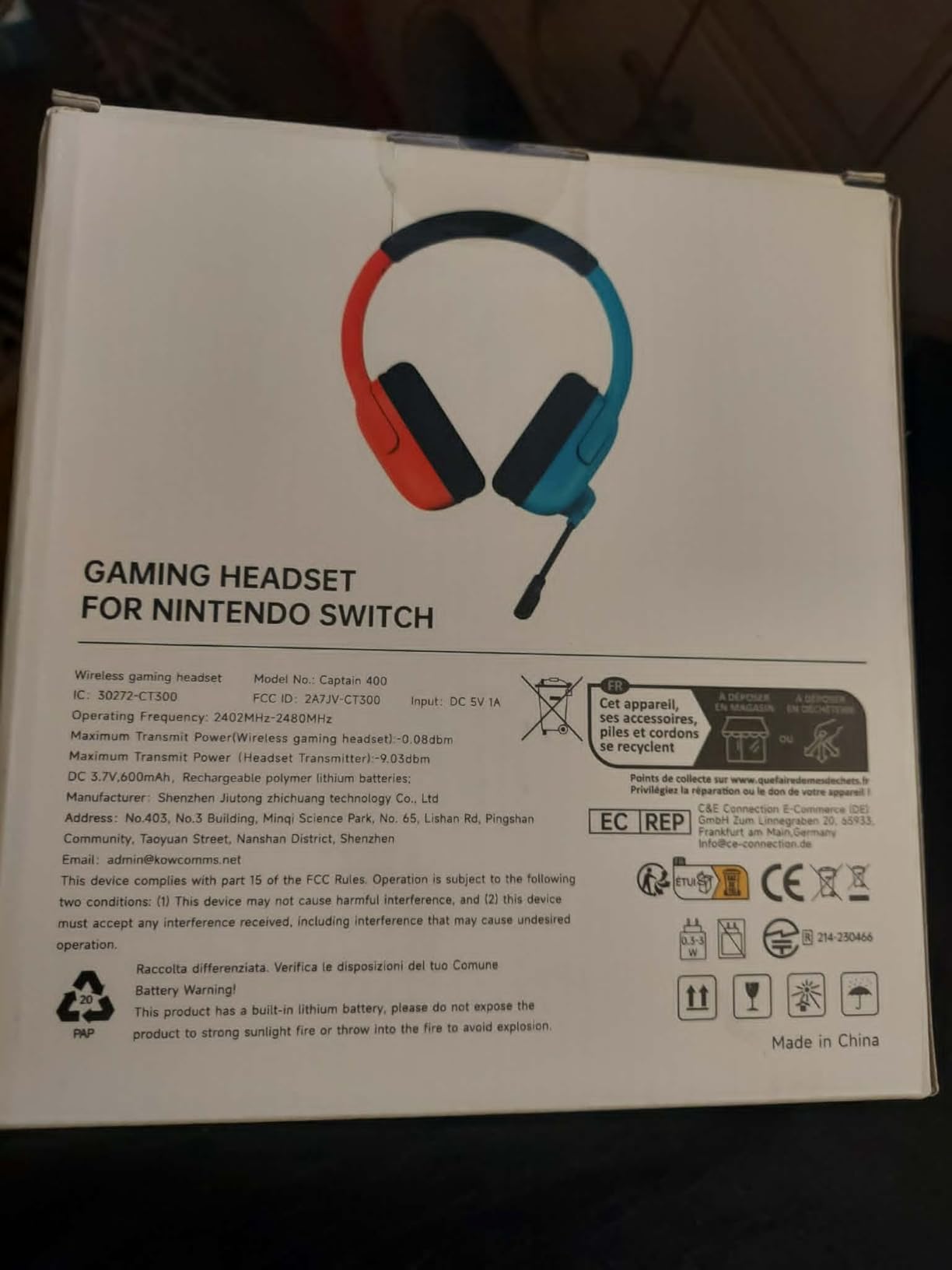 AOC Wireless Gaming Headset for Nintendo Switch 2, Noise Cancelling Mic | Compatible with OLED/Lite, 3.5mm Stereo, Lightweight On-Ear for PS5, PC and Fortnite, Red/Blue customer photo 1