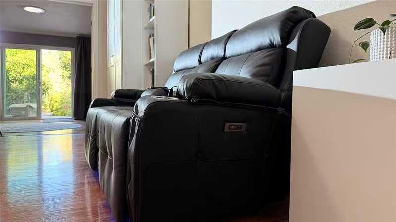 Home Theater Seating, Power Loveseat Recliner Sofa with Massage & Heat, Wall Hugger Reclining Loveseat with USB, RV Couch with LED Lights, Flip Backrest, Cup Holders for Movie Theater & Gaming Room customer photo 1