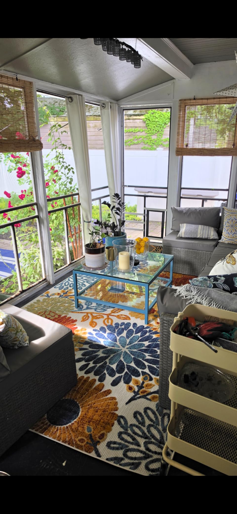 SAFAVIEH Outdoor Area Rug 6x8 - Cabana Collection - Tropical Design, Grey & Blue, Weather Resistant, Non-Shedding & Easy Cleaning, Ideal for Patio, Mudroom, Deck (CBN832F) customer photo 2