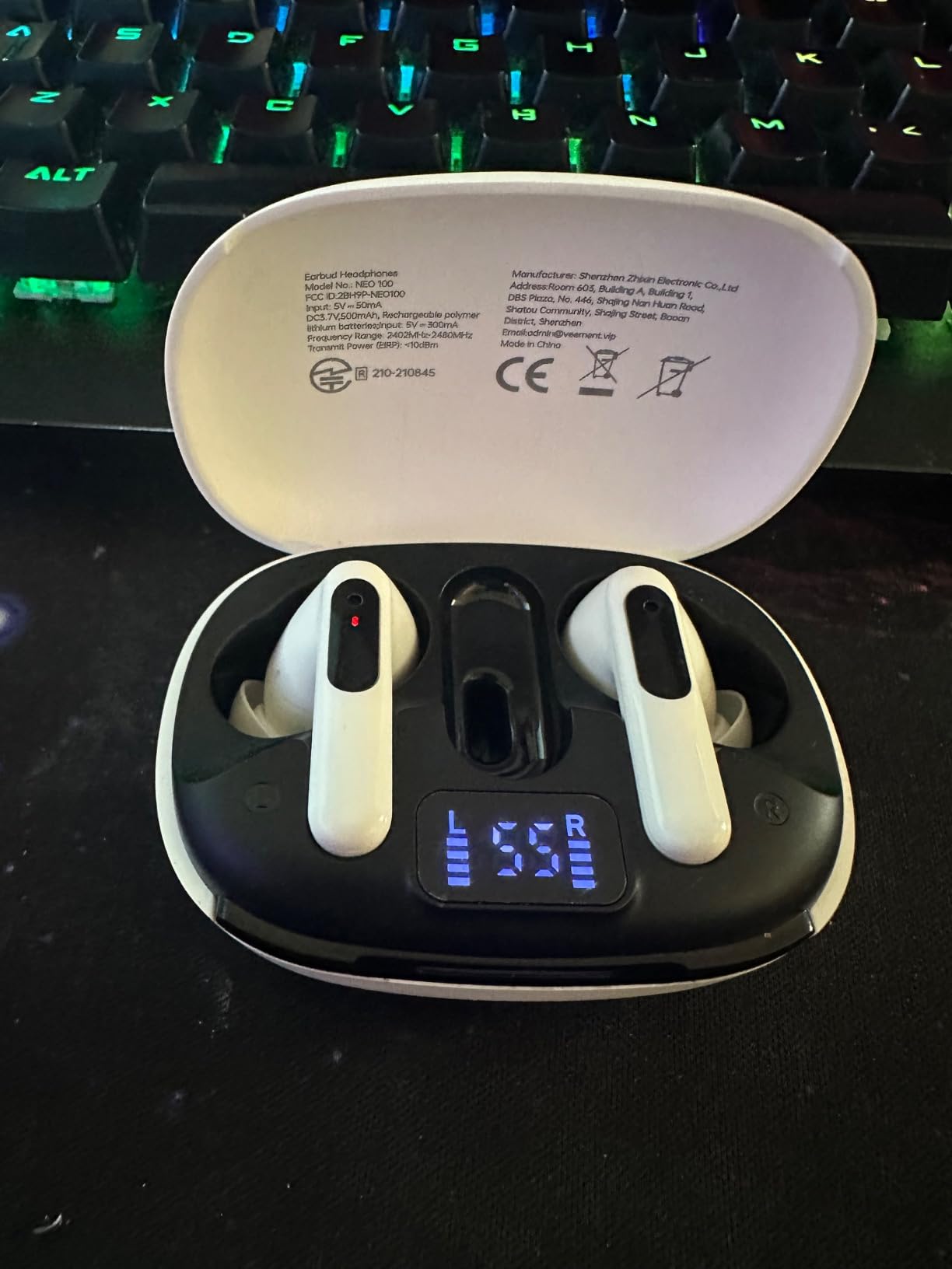RYR Wireless Gaming Earbuds with Noise Cancelling Mic, 2.4Ghz & Bluetooth, 20ms Low Latency, LED Display, 36H Playtime for Meta Quest 3/2, PS5, PS4, VR, Switch, Steam Deck, PC, Phone customer photo 2