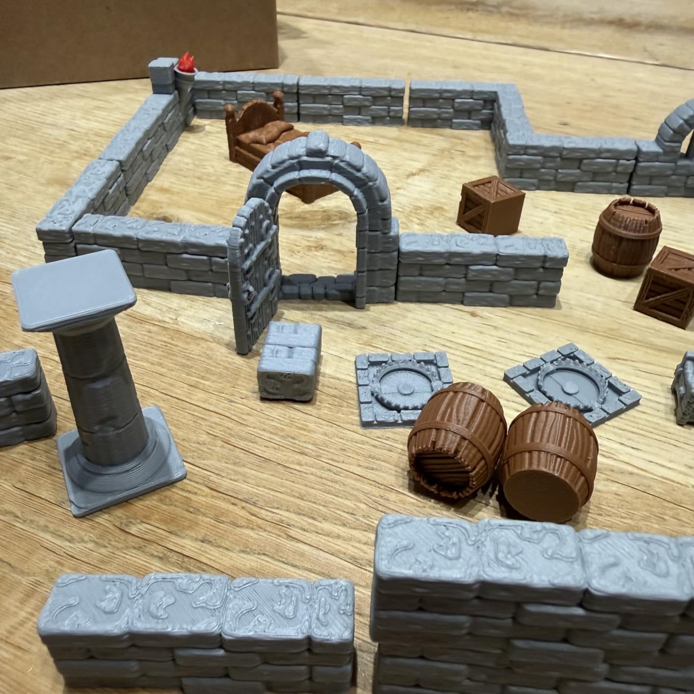 Modular Dungeon Stone Wall Terrain Set - 28mm Miniatures Scenery with Walls, Doors, Barrels, Crates Beds and So On for Tabletop Rpgs, Fantasy Wargames and Board Games (AMF01 A) customer photo 2