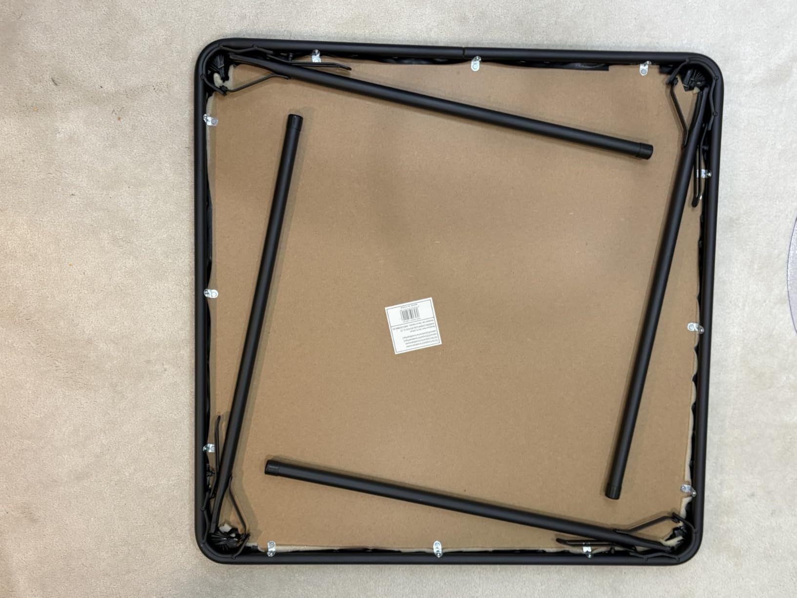 34 Inch Folding Table Foldable Portable Table, Square Folding Card Table for Poker Games, Camping, Picnic, Metal Construction with PU Soft Padded Tabletop, Space Saving Storage, Black customer photo 1