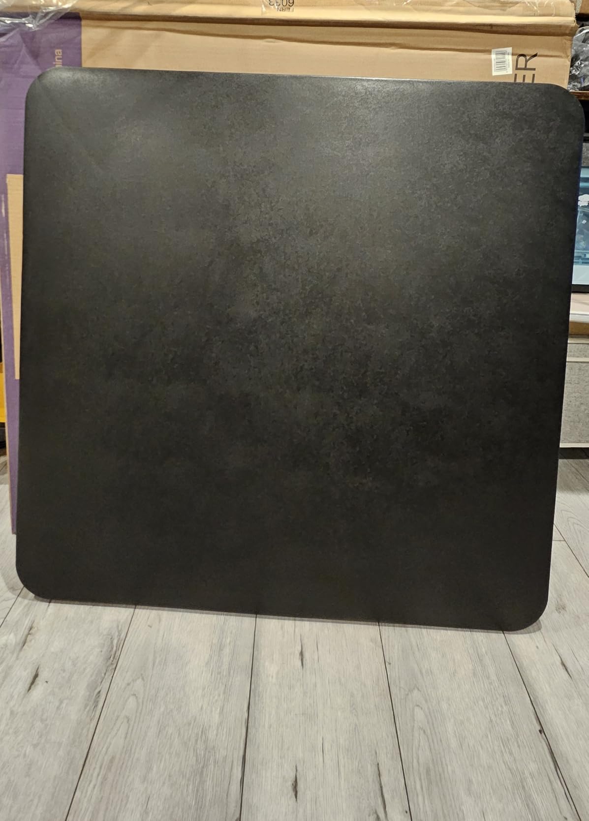 34 Inch Folding Table Foldable Portable Table, Square Folding Card Table for Poker Games, Camping, Picnic, Metal Construction with PU Soft Padded Tabletop, Space Saving Storage, Black customer photo 2