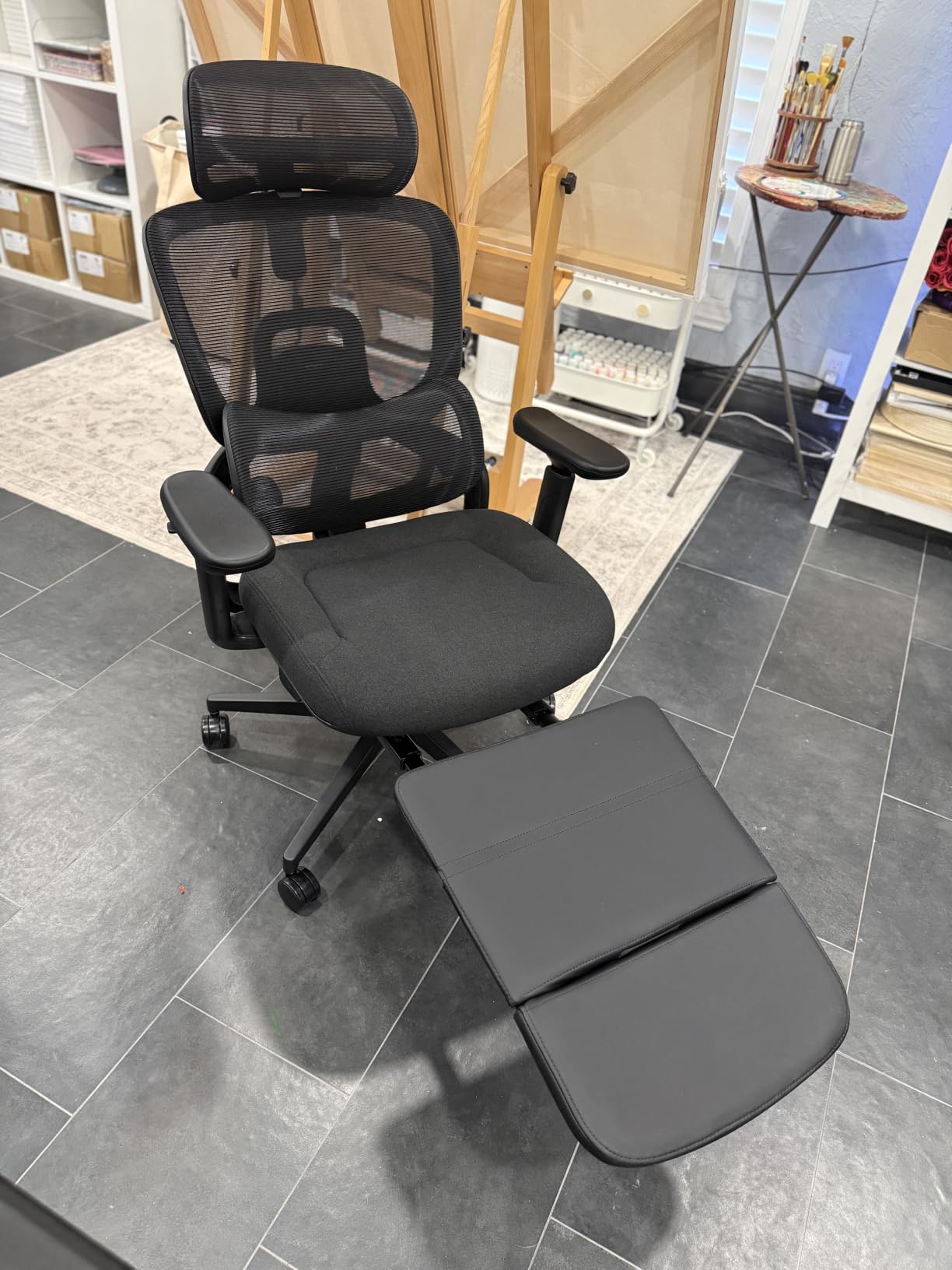 FLOW360 Ergonomic Mesh Office Chair with Footrest, Big&Tall Chair Gray MS | Patented lumbosacral support, 3-fold footrest for cross-legged. 4D Armrests, 90-150° tilt customer photo 1