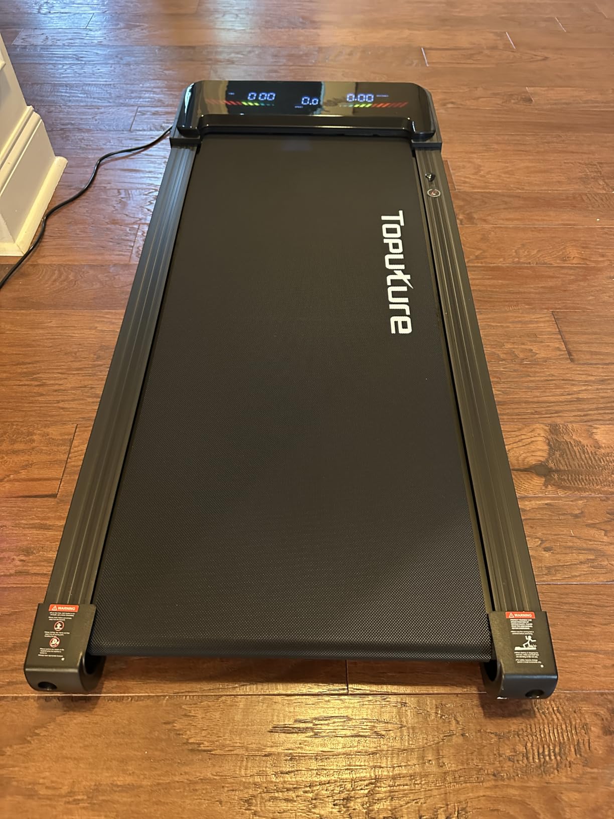 TOPUTURE Walking Pad Treadmill with 15% 15-Level Auto Incline, 3.0HP Quiet Brushless Under Desk Treadmill, Compact Treadmills for Home/Office, RGB LED Screen, Bluetooth Speaker, Remote/App Control customer photo 1