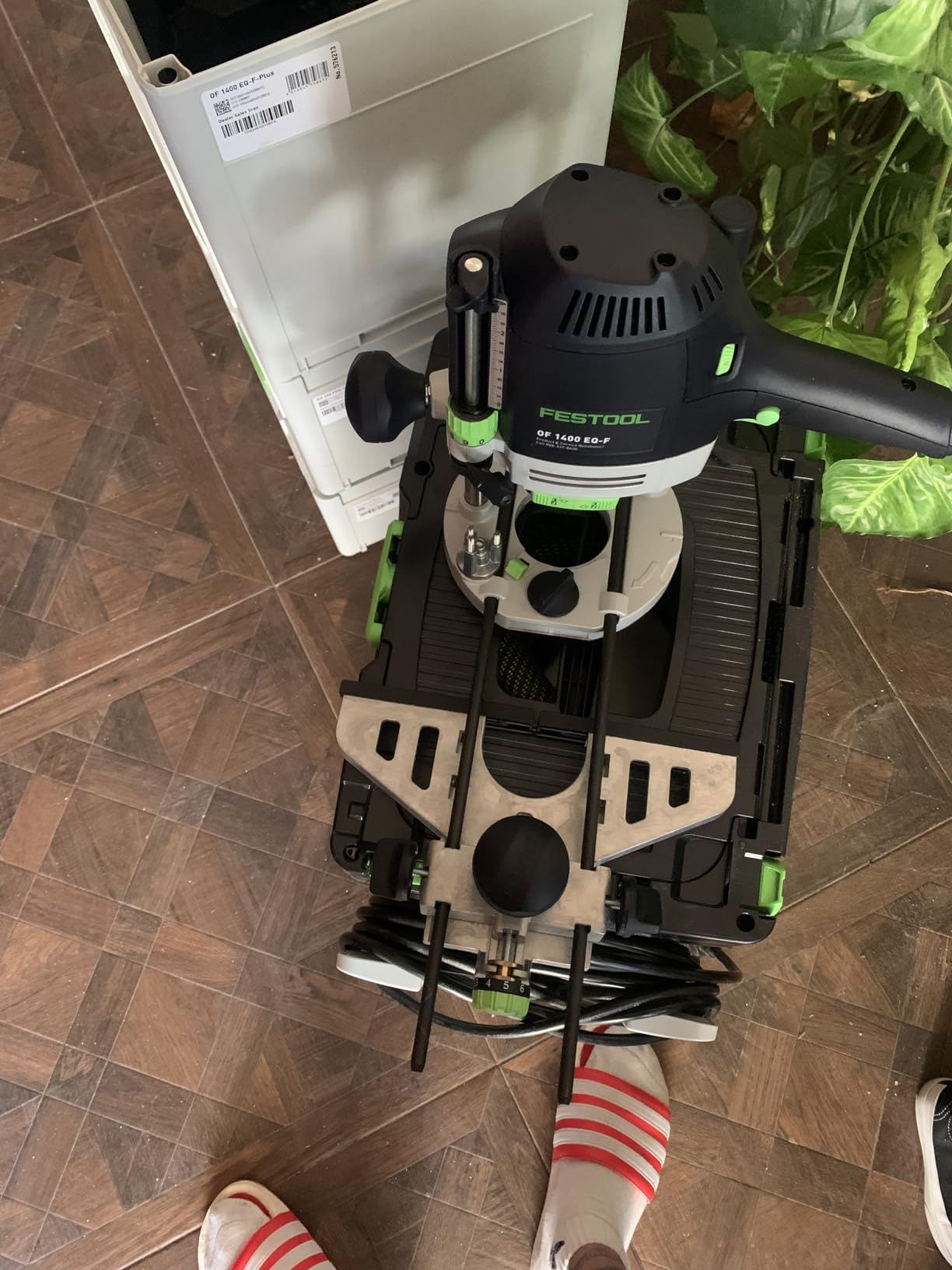 Festool 578951 OF 1400 EQ-F-Plus Plunge Router | 1400W Precision Router with LED Dust Hood, Fine Depth Adjustment & 2-3/4