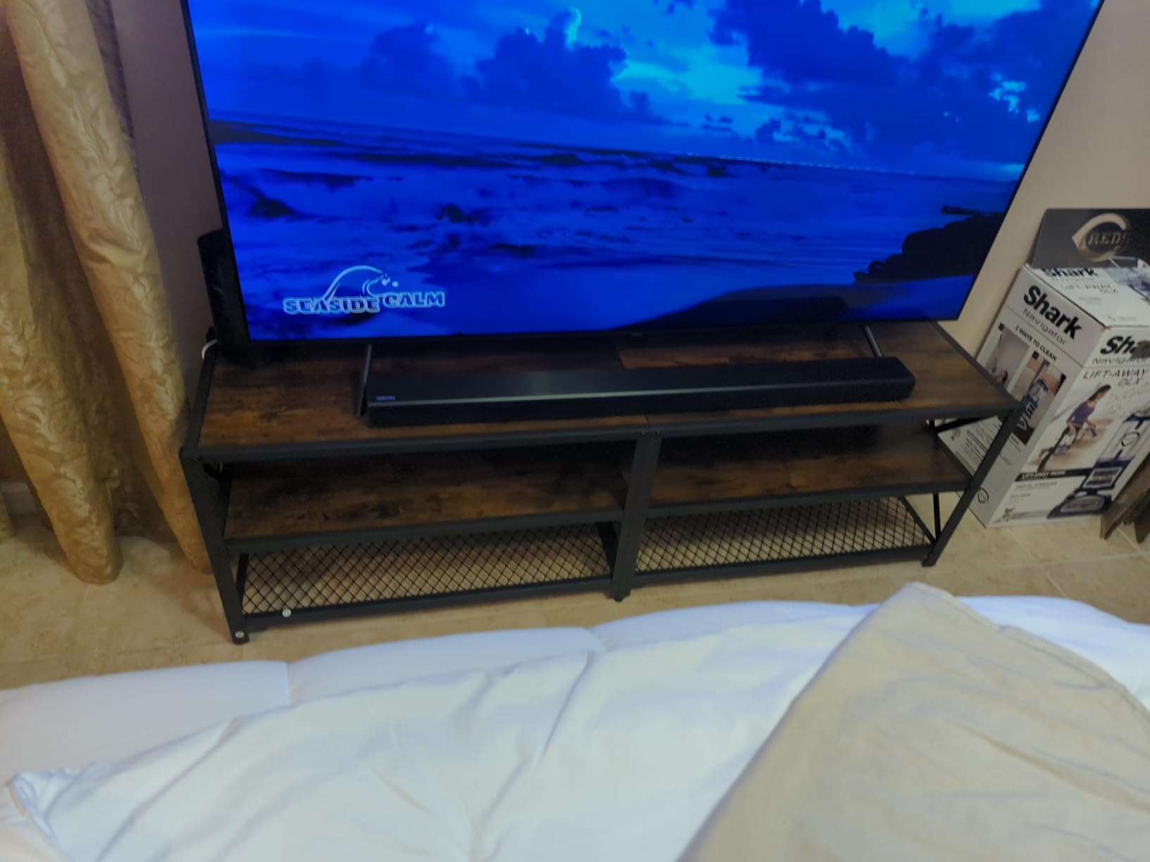 VASAGLE 70 Inch TV Stand, Mid Century Entertainment Center with Storage | Media Console for Living Room, TV table with Fluted Sliding Doors for 80'' TV, Sand Brown, MIRIANA Collection ULTV634K201 customer photo 1