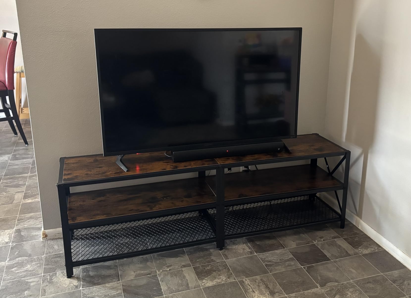 VASAGLE 70 Inch TV Stand, Mid Century Entertainment Center with Storage | Media Console for Living Room, TV table with Fluted Sliding Doors for 80'' TV, Sand Brown, MIRIANA Collection ULTV634K201 customer photo 2