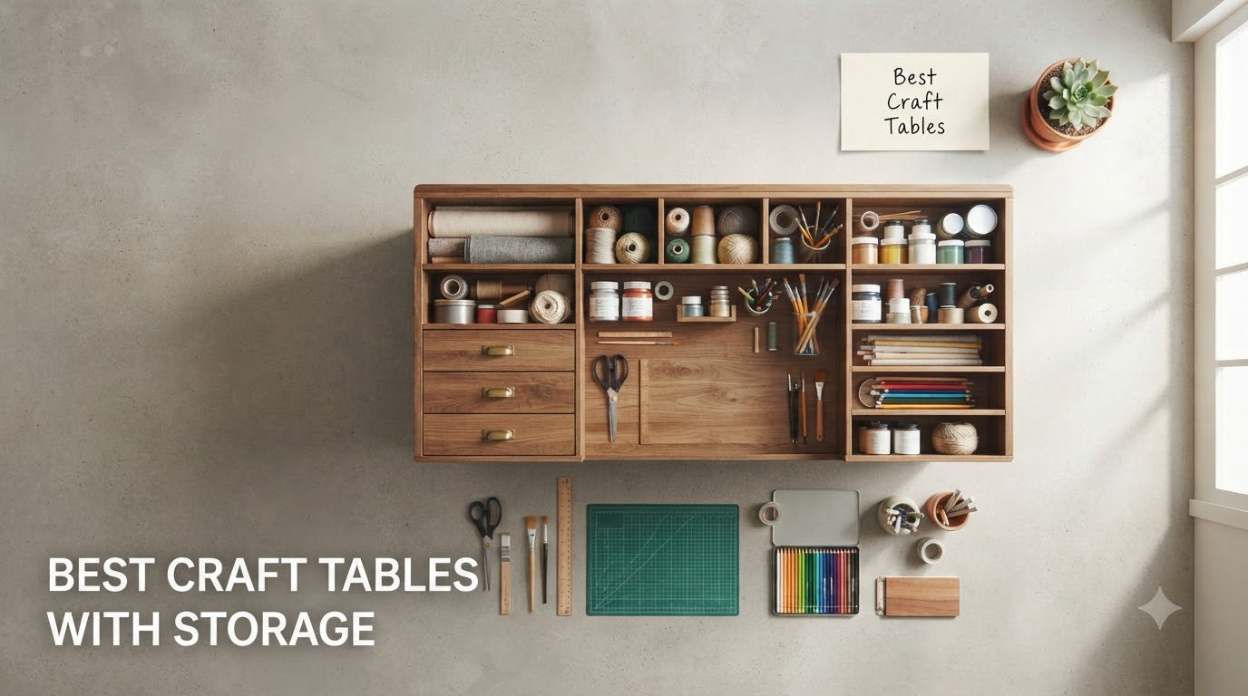 best craft tables with storage