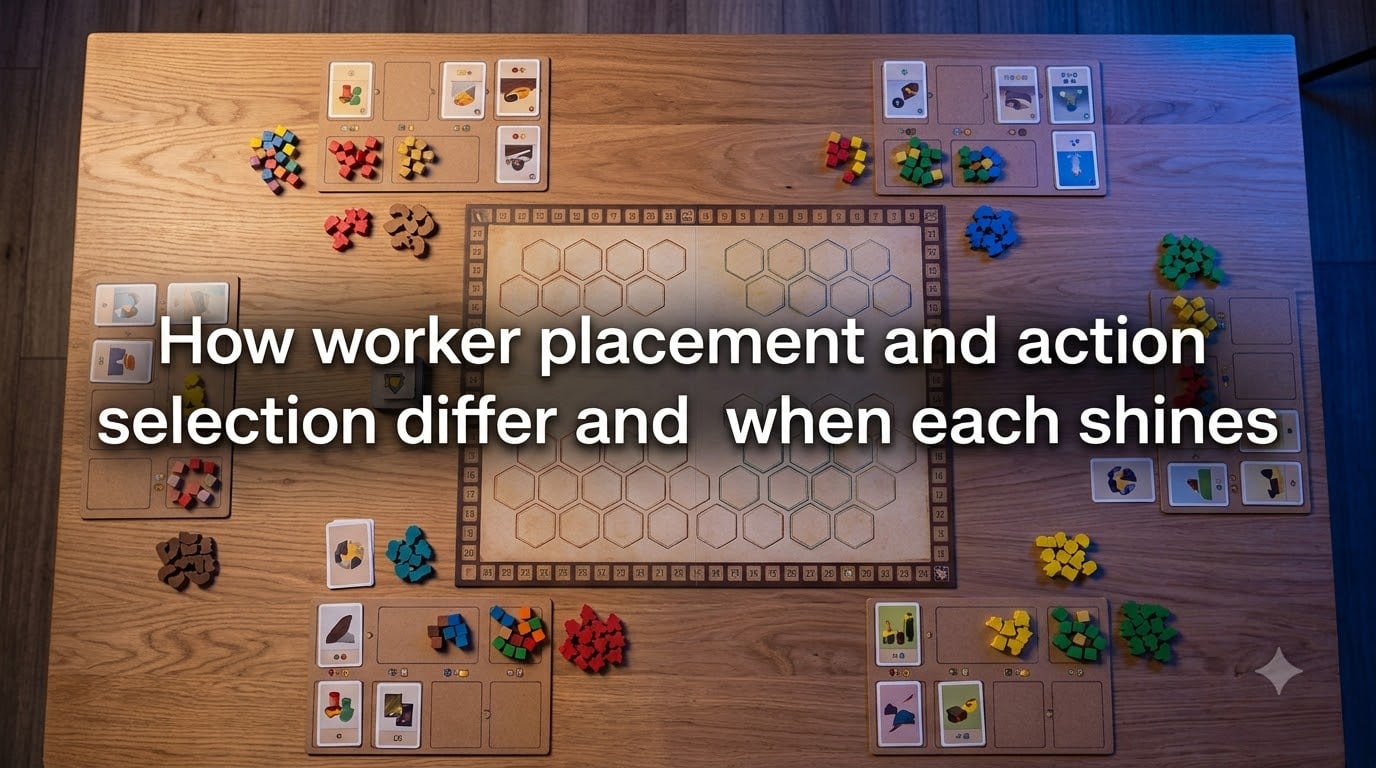 How worker placement and action selection differ and when each shines