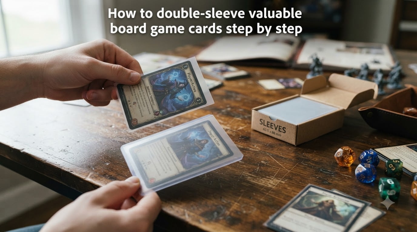 How to double-sleeve valuable board game cards step by step