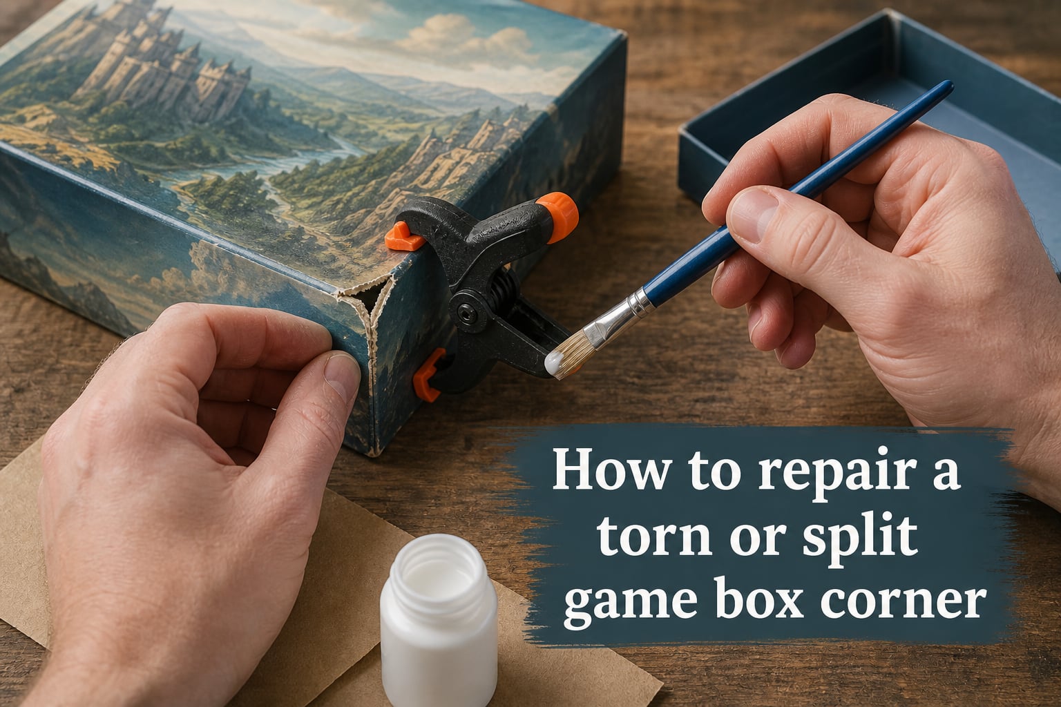 How to repair a torn or split game box corner