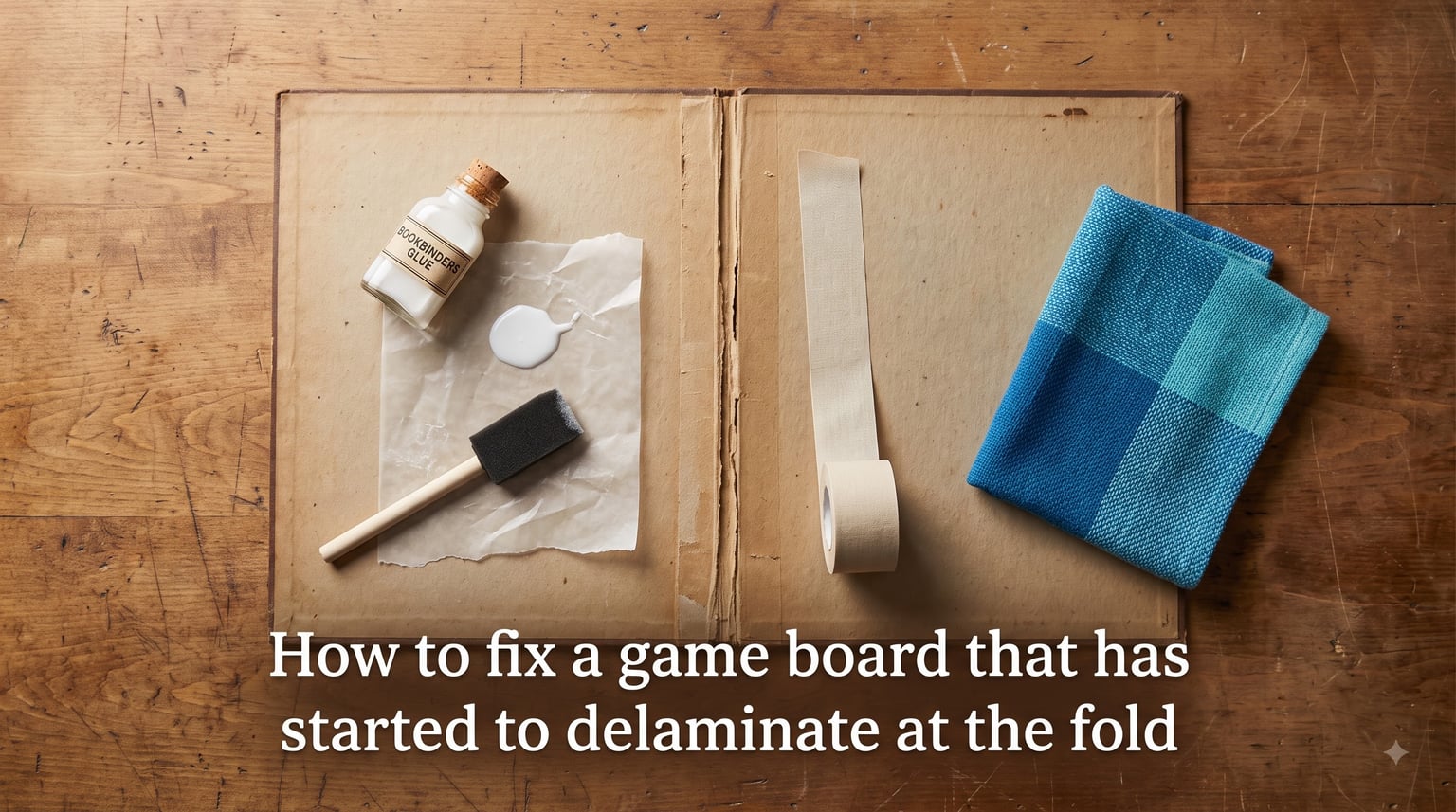 How to fix a game board that has started to delaminate at the fold