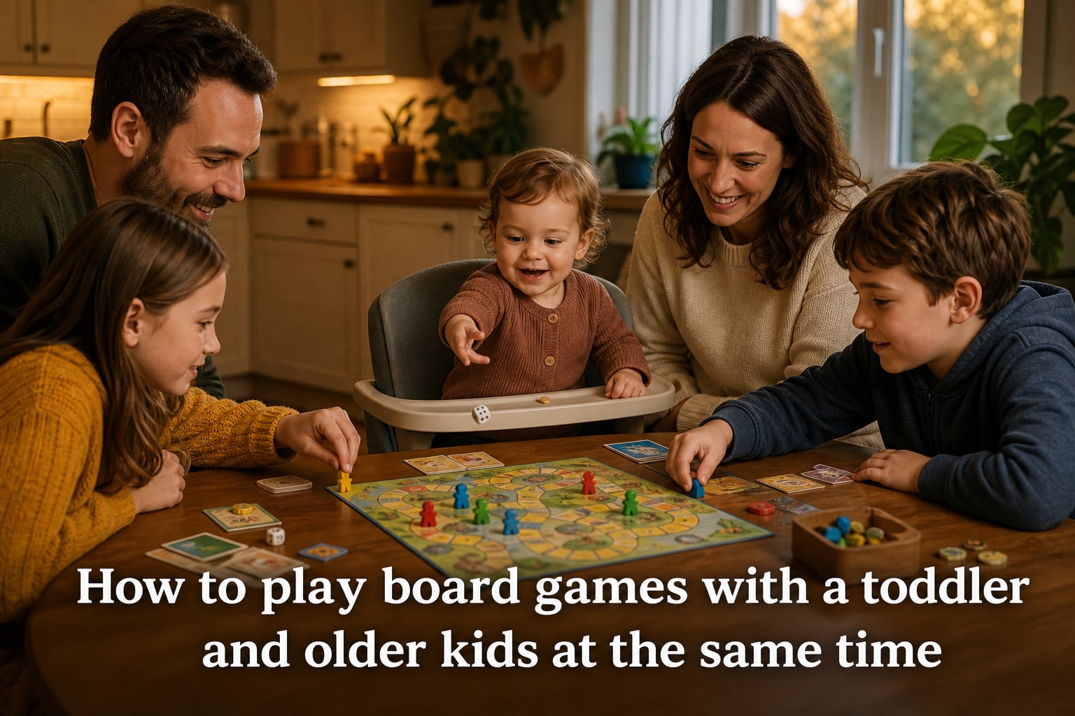 How to play board games with a toddler and older kids at the same time