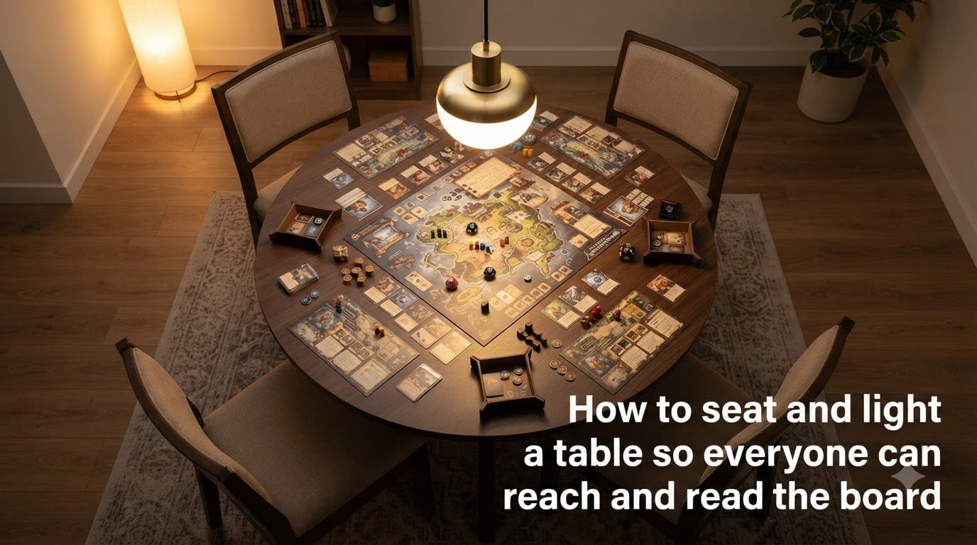 How to seat and light a table so everyone can reach and read the board