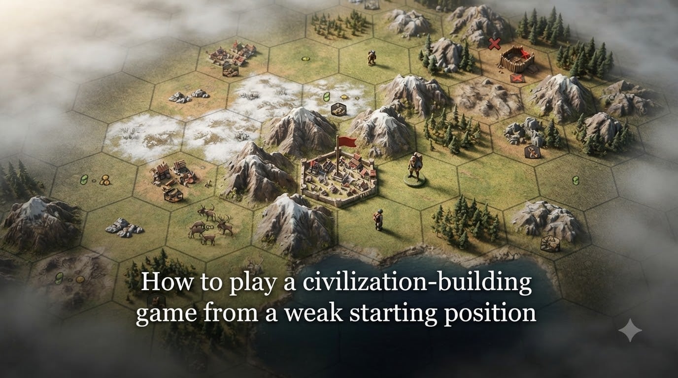 How to play a civilization-building game from a weak starting position