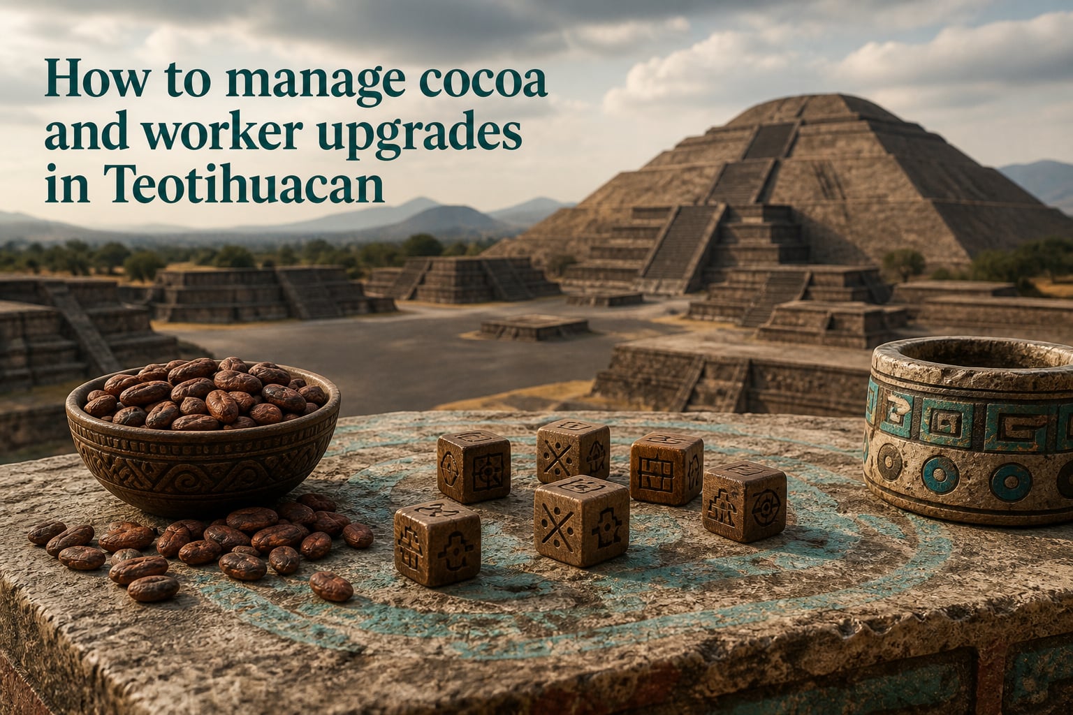 How to manage cocoa and worker upgrades in Teotihuacan